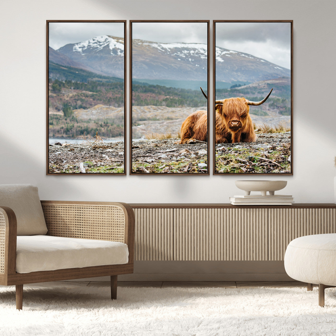 -Highland Cow Horn Farm Wall Art Canvas Print