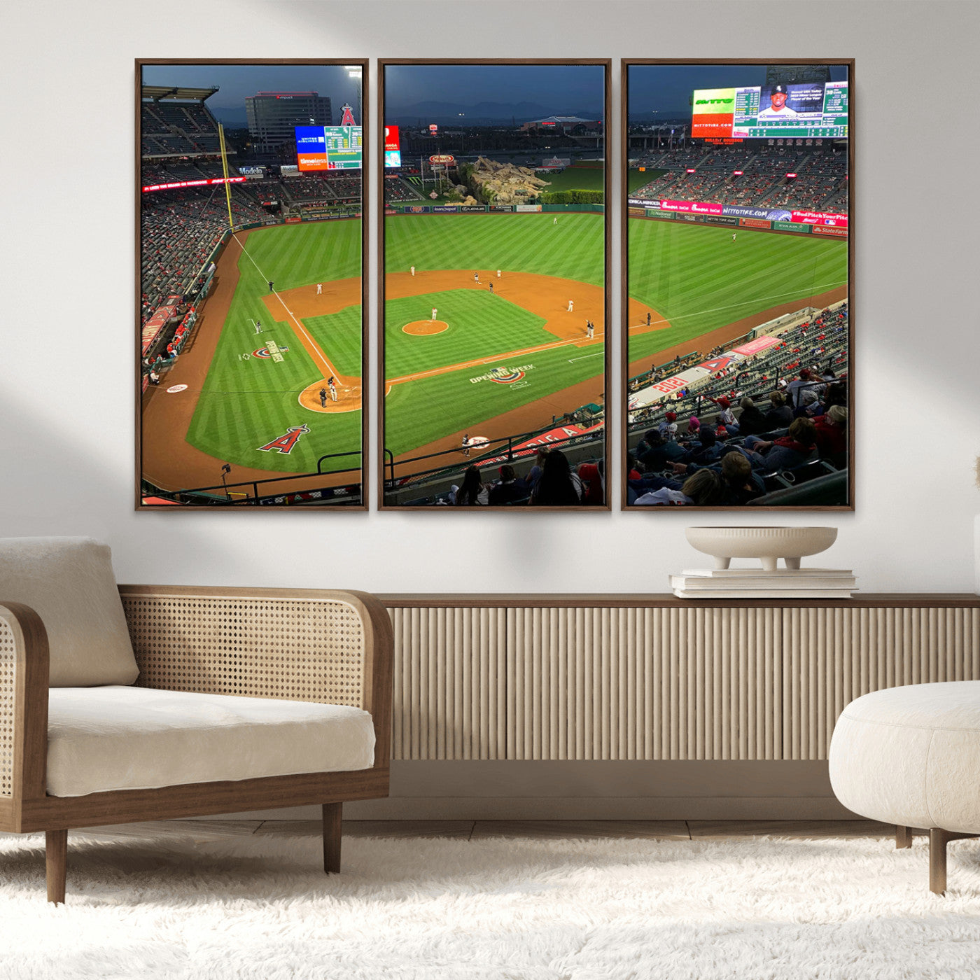 MGV-FC-48X32-3P - Angel Stadium Aerial View – Los Angeles Angels Baseball Canvas Print, Framed, Ready to Hang
