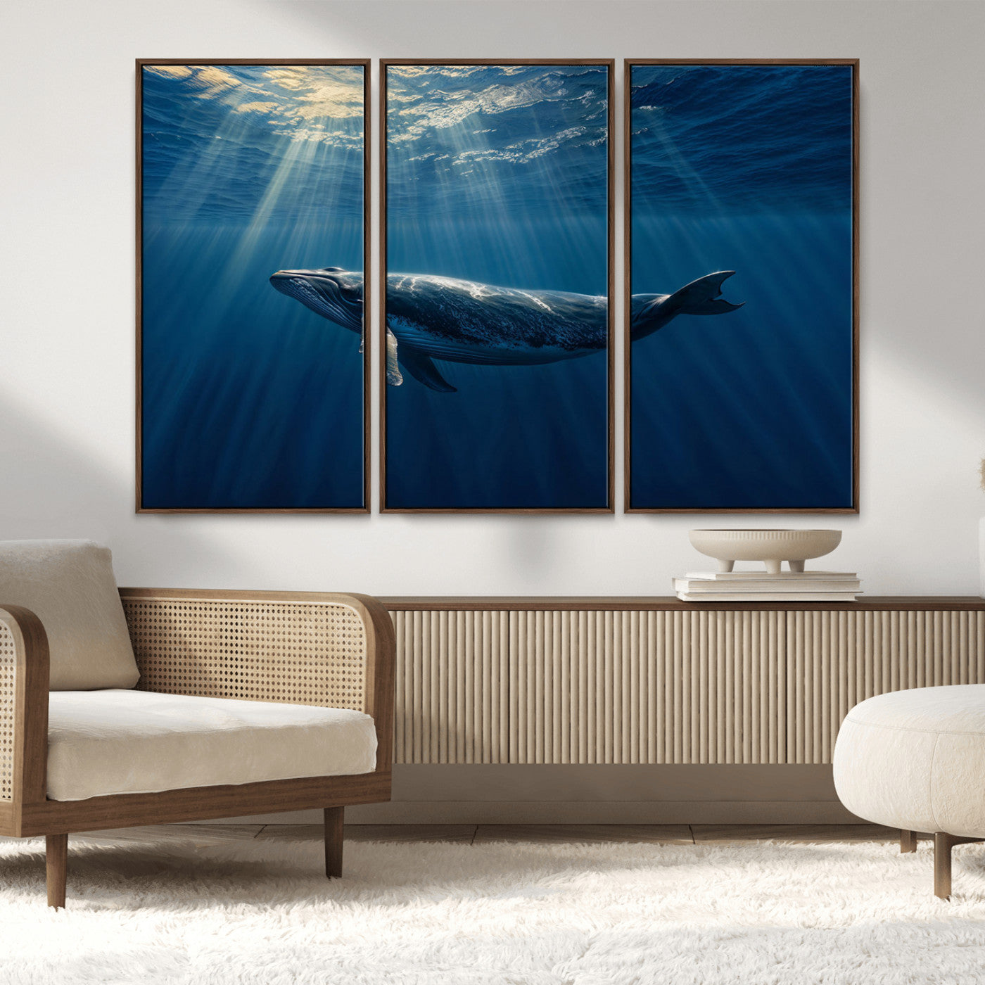 18052-MGV-FC-48X32-3P_Walnut-Whale under Ocean Wall Art Canvas Print