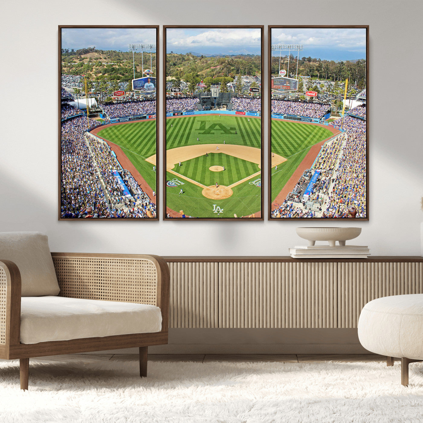 MGV-FC-48X32-3P - Citi Field Wall Art Print | 3-Panel New York Mets Baseball Stadium Canvas Print | Framed Sports Decor for Living Room, Man Cave, or Office