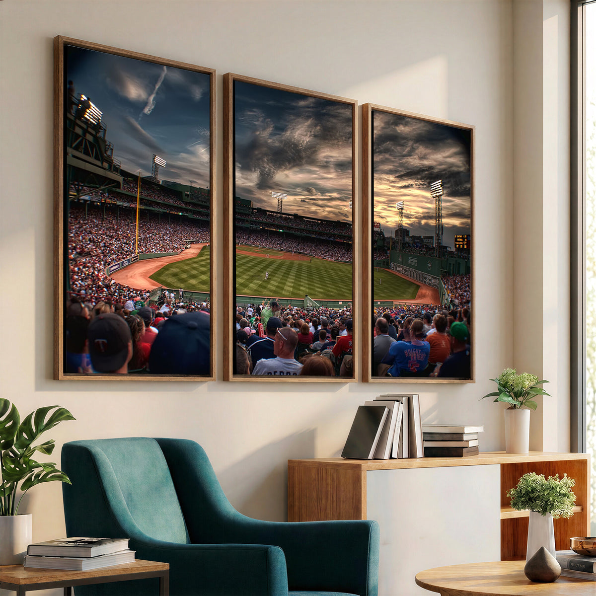 53432-MGV-CV-36X24 - Boston Red Sox Baseball Team Print, Massachusetts Fenway Park Stadium Wall Art Canvas Print