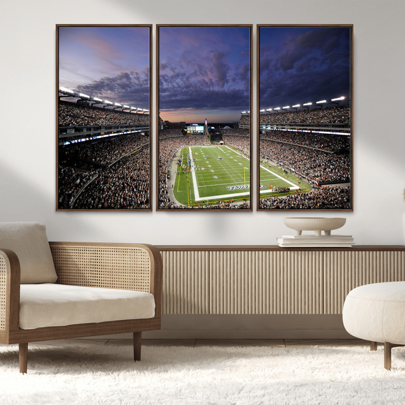 MGV-FC-48X32-3P - New England Patriots Football Team Print - Foxborough Gillette Stadium Wall Art Canvas Print