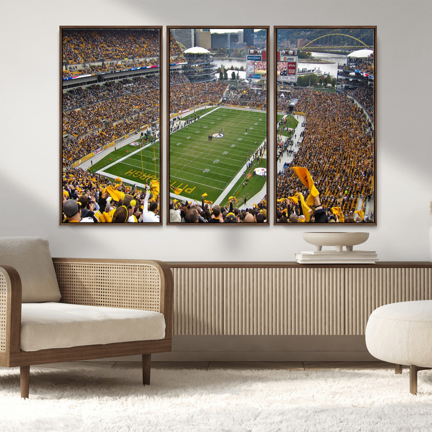 MGV-FC-48X32-3P - Pittsburgh Steelers Football Team Print - Pittsburgh Heinz Field Stadium Wall Art Canvas Print