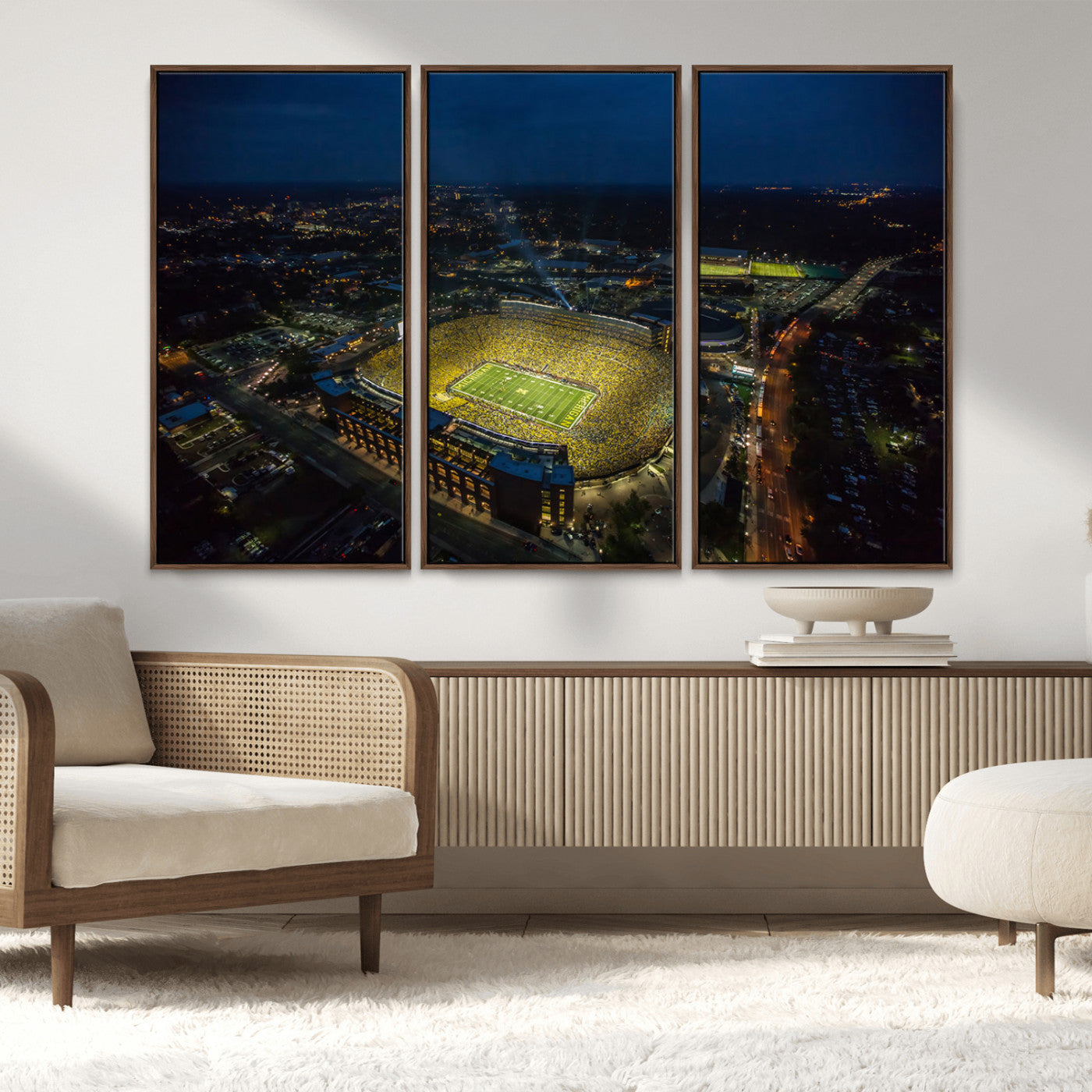 MGV-FC-48X32-3P - Michigan Wolverines Football Team Print - Michigan Stadium Wall Art Canvas Print