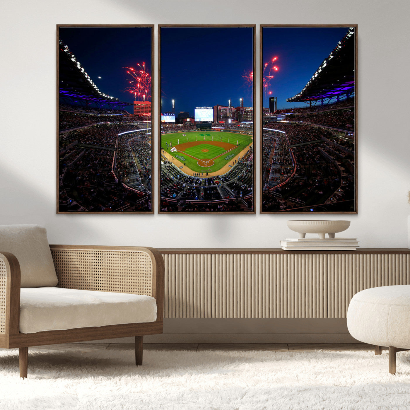 MGV-FC-48X32-3P - Truist Park Atlanta Braves Baseball Stadium Wall Art Print | Large 3-Panel Canvas Print for Sports