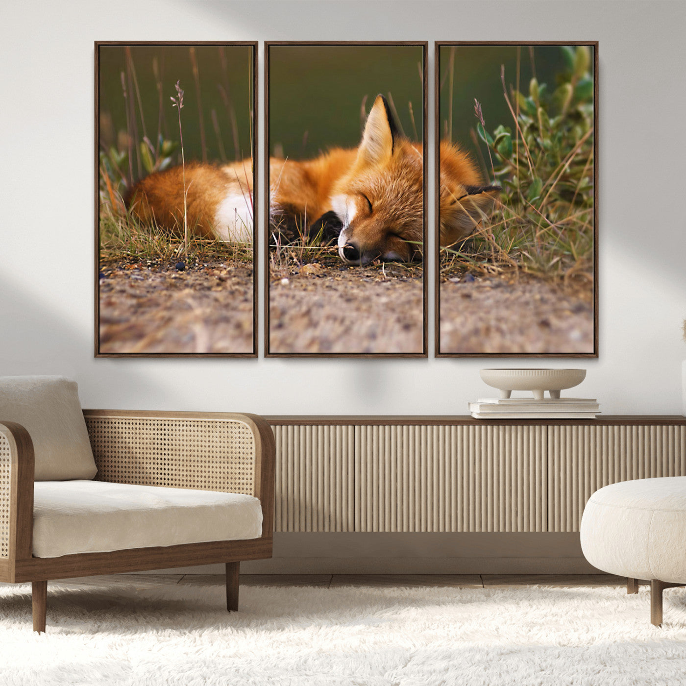 -Sleeping Fox Wall Art Canvas Print, Farmhouse Wall Decor and Animal Wall Art Print