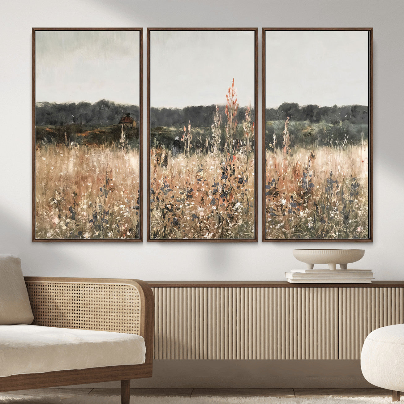 16595-MGV-CV-36X24 - Rustic Field Landscape Wall Art Print, Abstract Field Canvas Wall Art for Barn Decoration