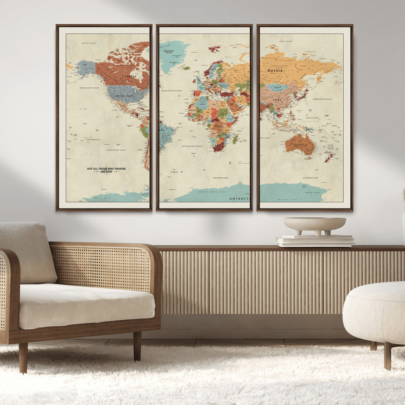MGV-FC-48X32-3P - Push Pin World Map Canvas Print – Framed Wall Art for Couples to Track Their Travels – Anniversary