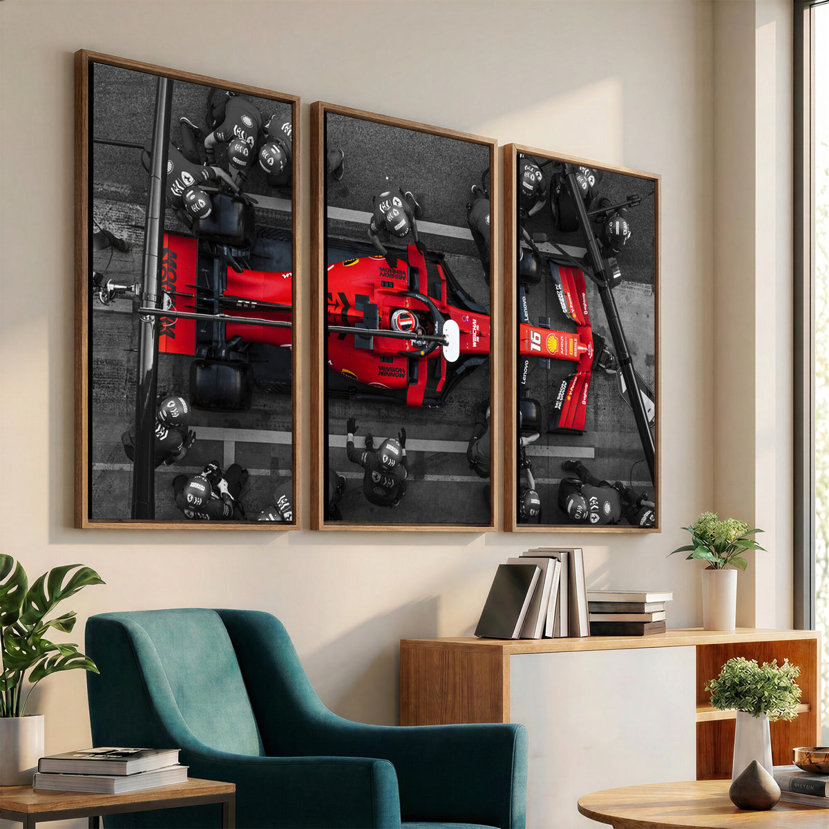 99356-MGV-CV-36X24 - Ferrari Pit Stop Canvas Wall Art | Precision and Speed