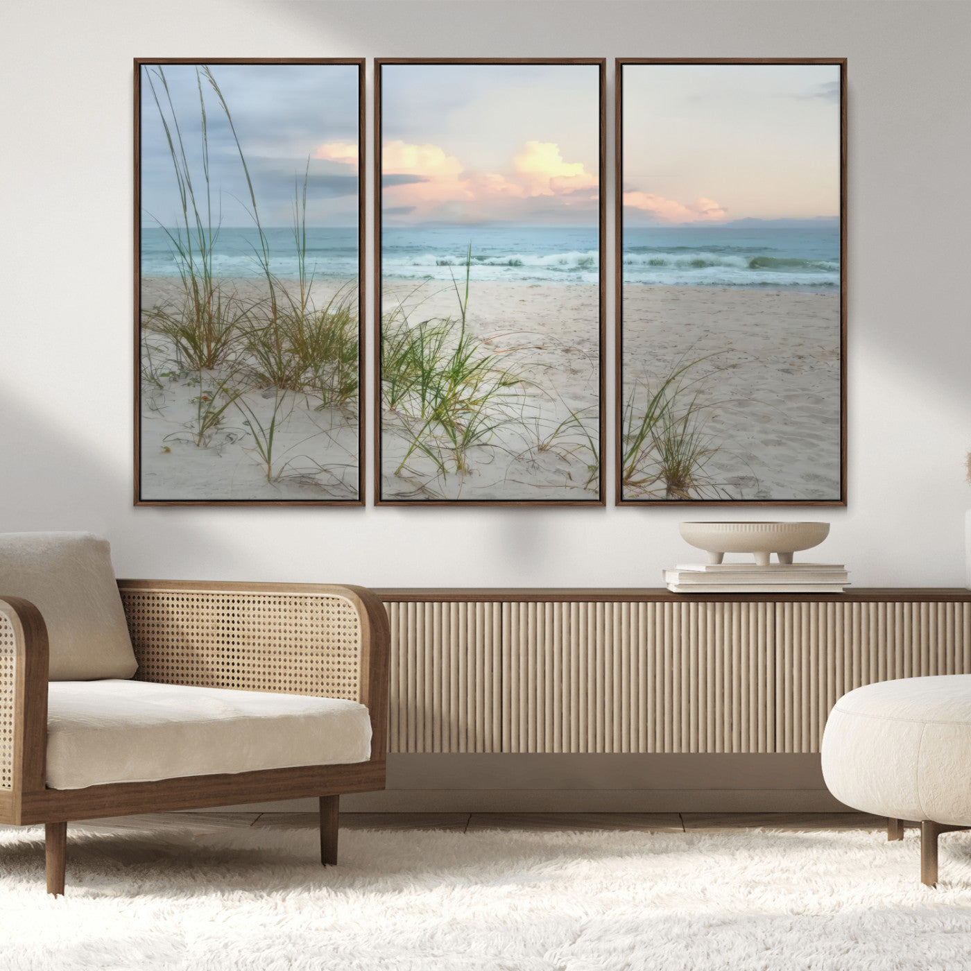 MGV-FC-48X32-3P - Flight Over Coastal Beach Landscape, Flight Over Coastal Beach Print Canvas Wall Art