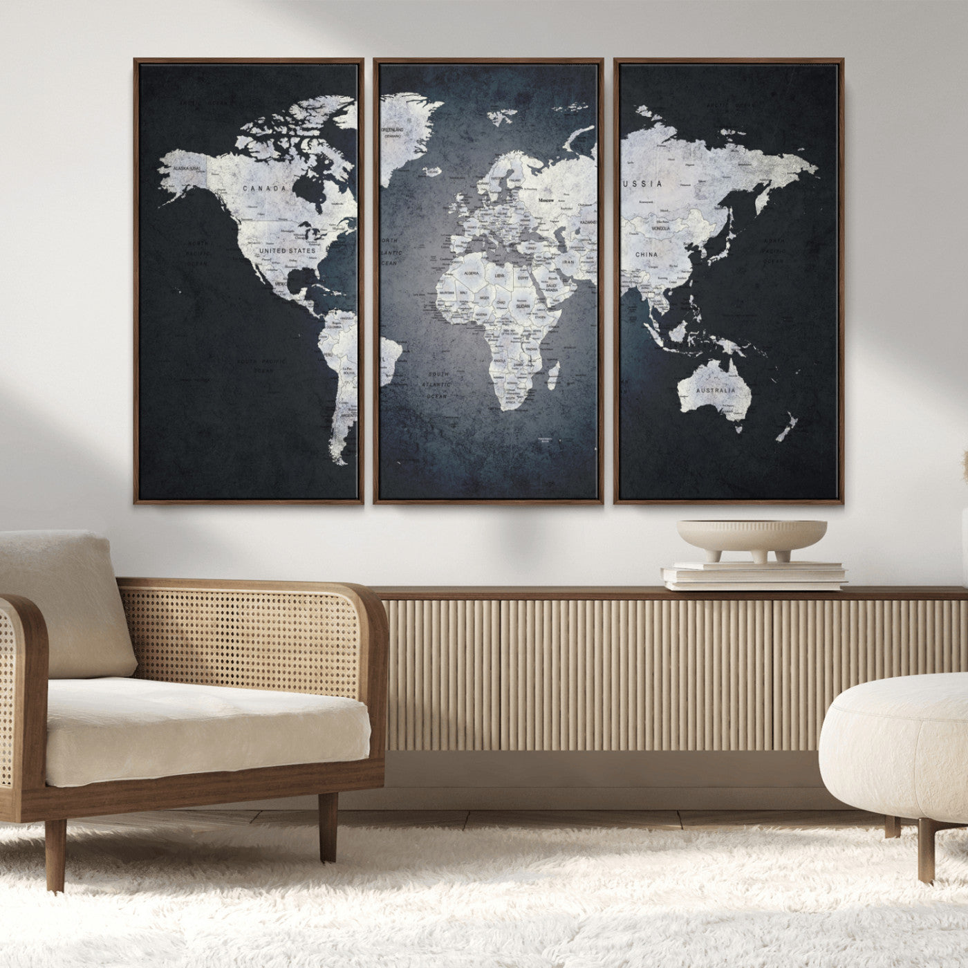 MGV-FC-48X32-3P - World Map Wall Art Canvas Print for Home and Office Decor