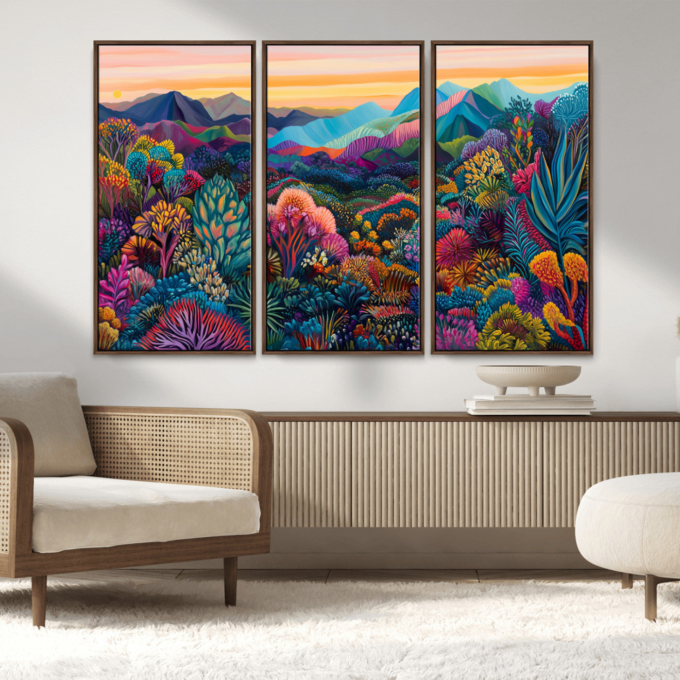MGV-FC-48X32-3P - Colorful Abstract Landscape Wall Art Print Canvas - Vibrant Modern Decor for Living Room, Office, or