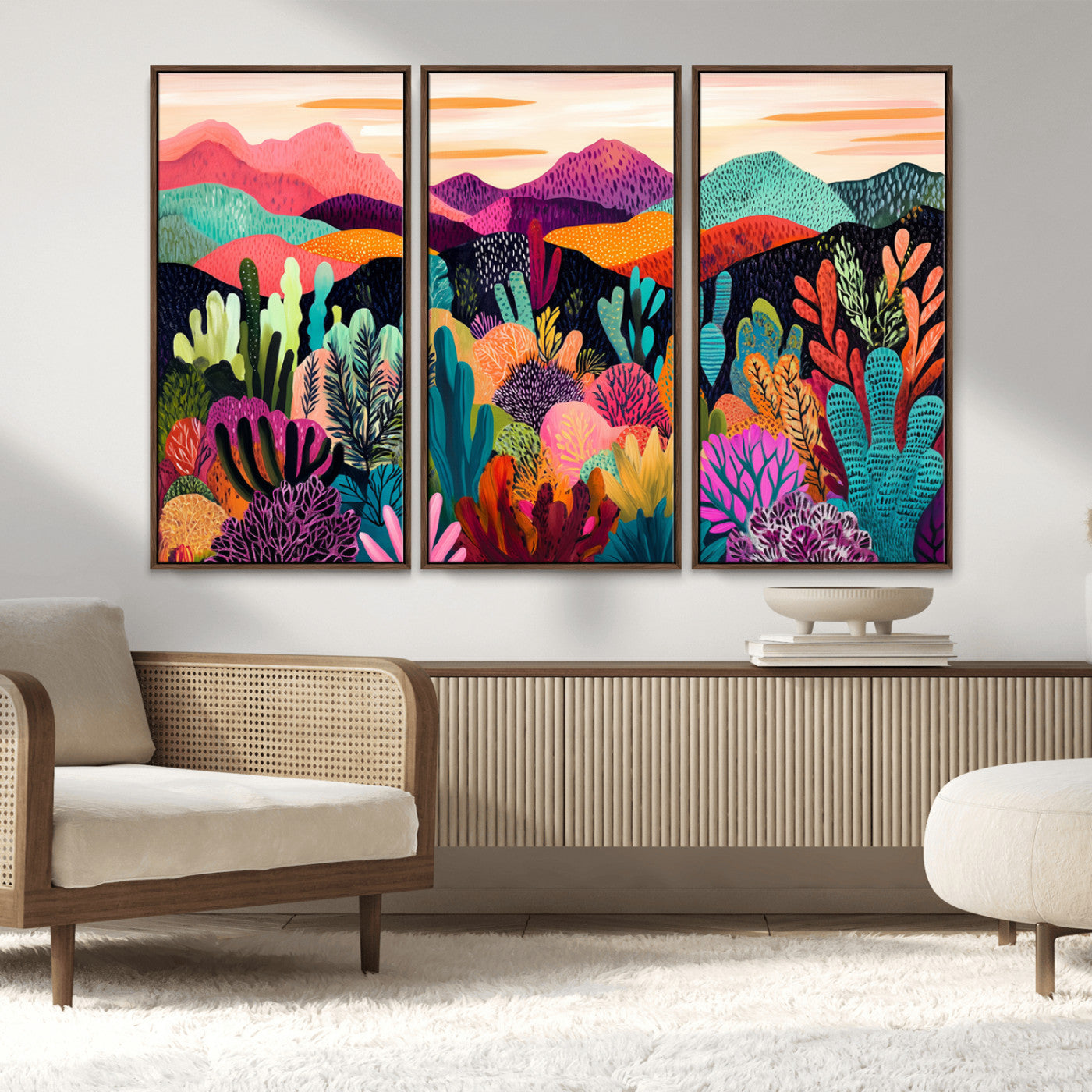 MGV-FC-48X32-3P - Abstract Kusama Print - Landscape Canvas Wall Art Print - Vibrant Modern Decor for Living Room,