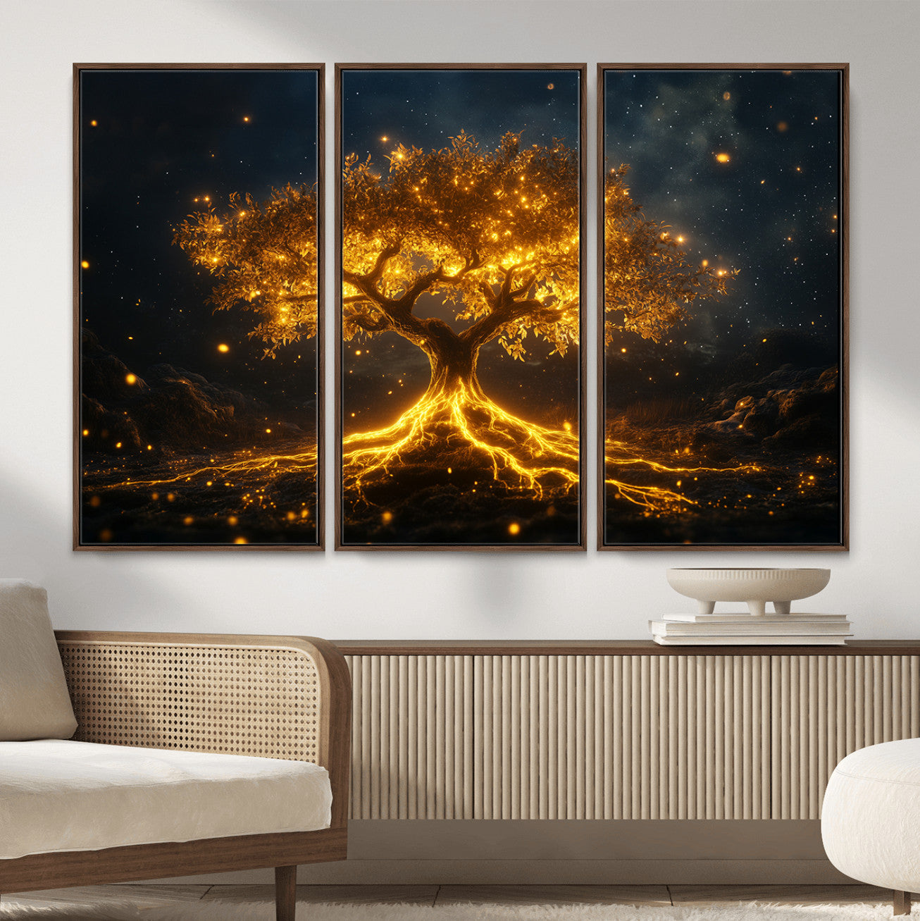 60194-MGV-CV-36X24 - Golden Tree of Life Canvas Wall Art Print - Majestic Tree of Life Print for Living Room and Office Decor