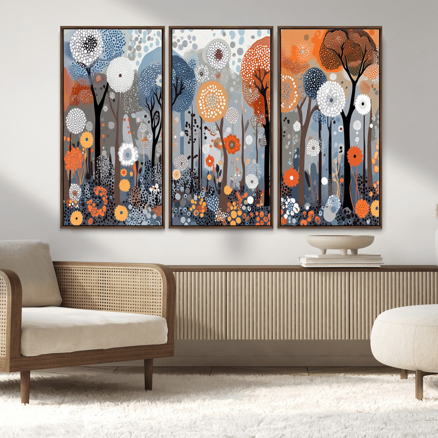 MGV-FC-48X32-3P - Abstract Winter Landscape Canvas Wall Art Print - Large Colorful Nature Wall Decor