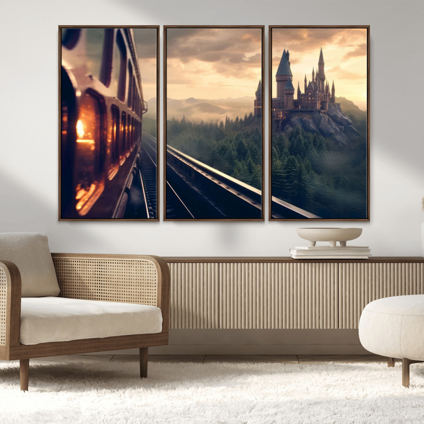 MGV-FC-48X32-3P - Harry Castle Wall Art Canvas Print, Wizard School Wall Art Print, Movie Wall Art Print