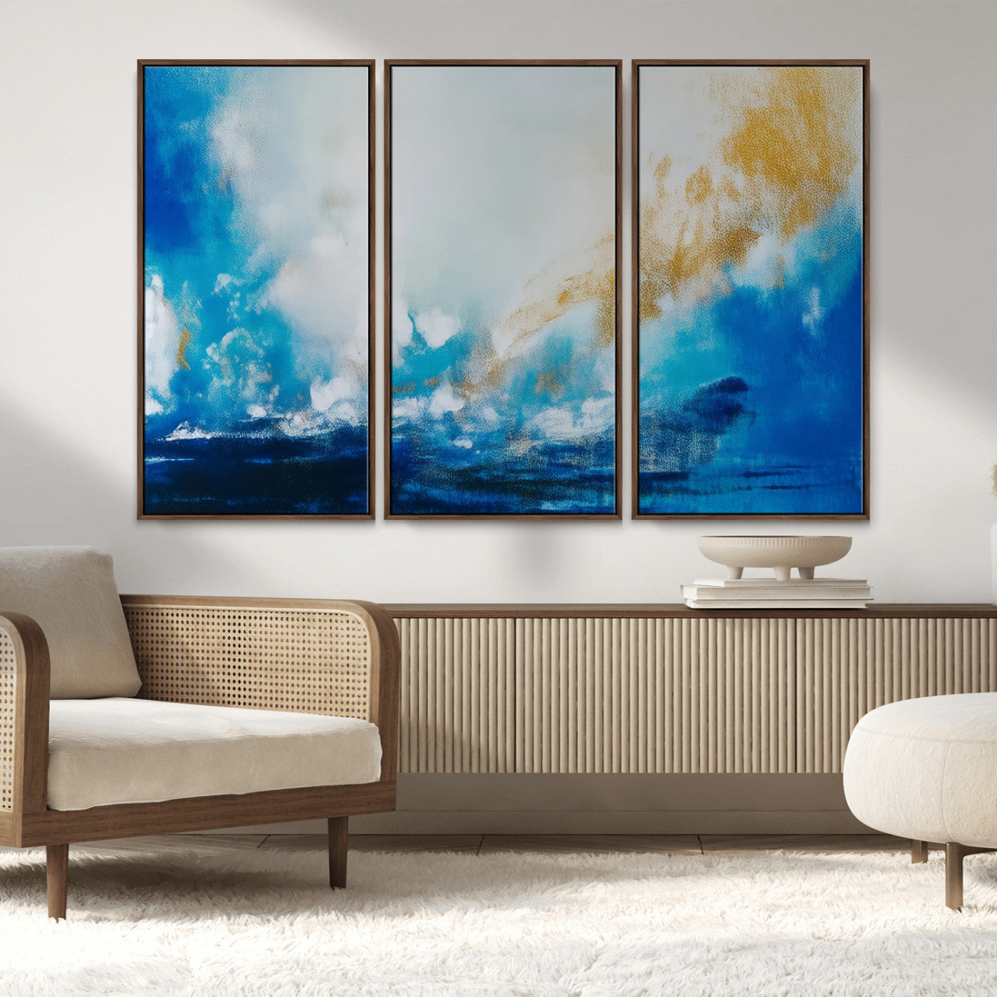 MGV-FC-48X32-3P - Blue Abstract Print - Dynamic Ocean-Inspired Canvas Wall Art
