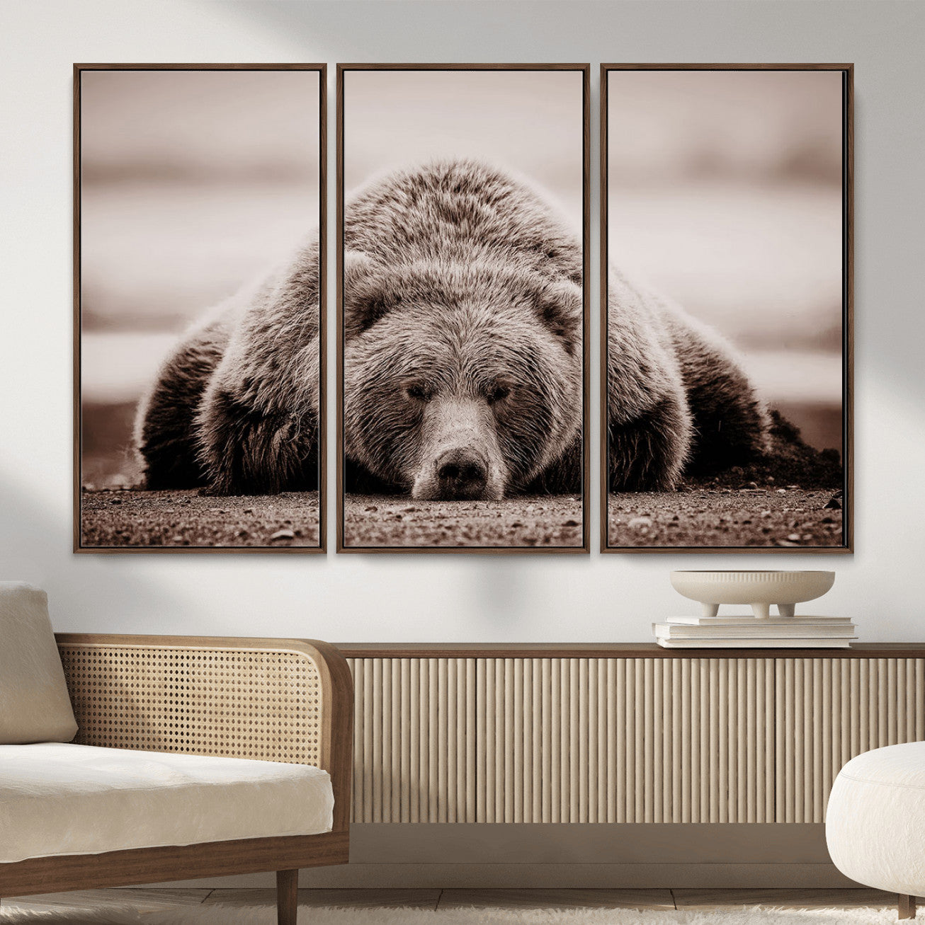 20611-MGV-CV-36X24 - Grizzly Bear Wall Art Print - Bear Canvas Wall Art - Rustic Bear Portrait Canvas Print for Cabin