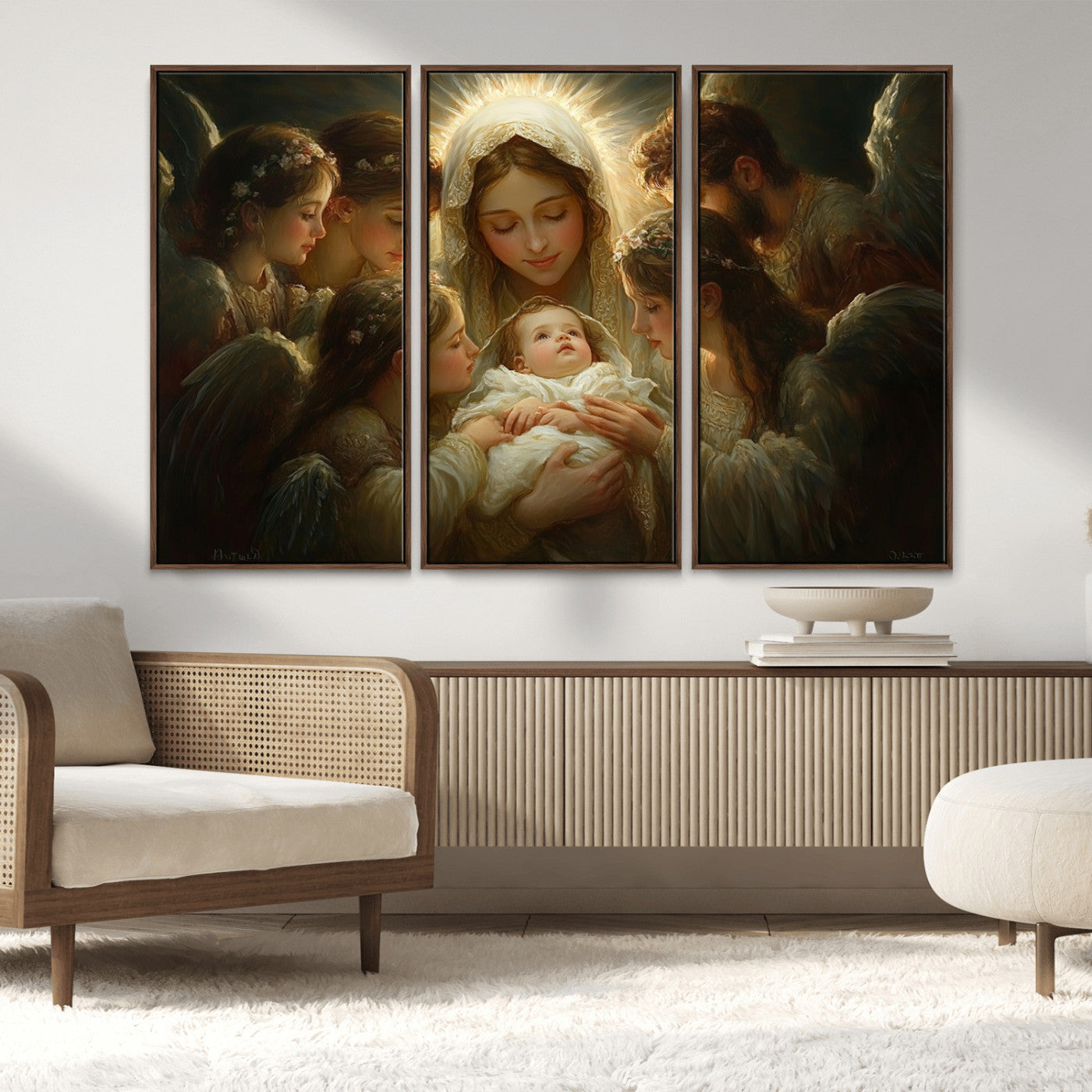 MGV-FC-48X32-3P - Mary Jesus Canvas Wall Art Print - Madonna and Child with Apostles Art Print - Classic Christian