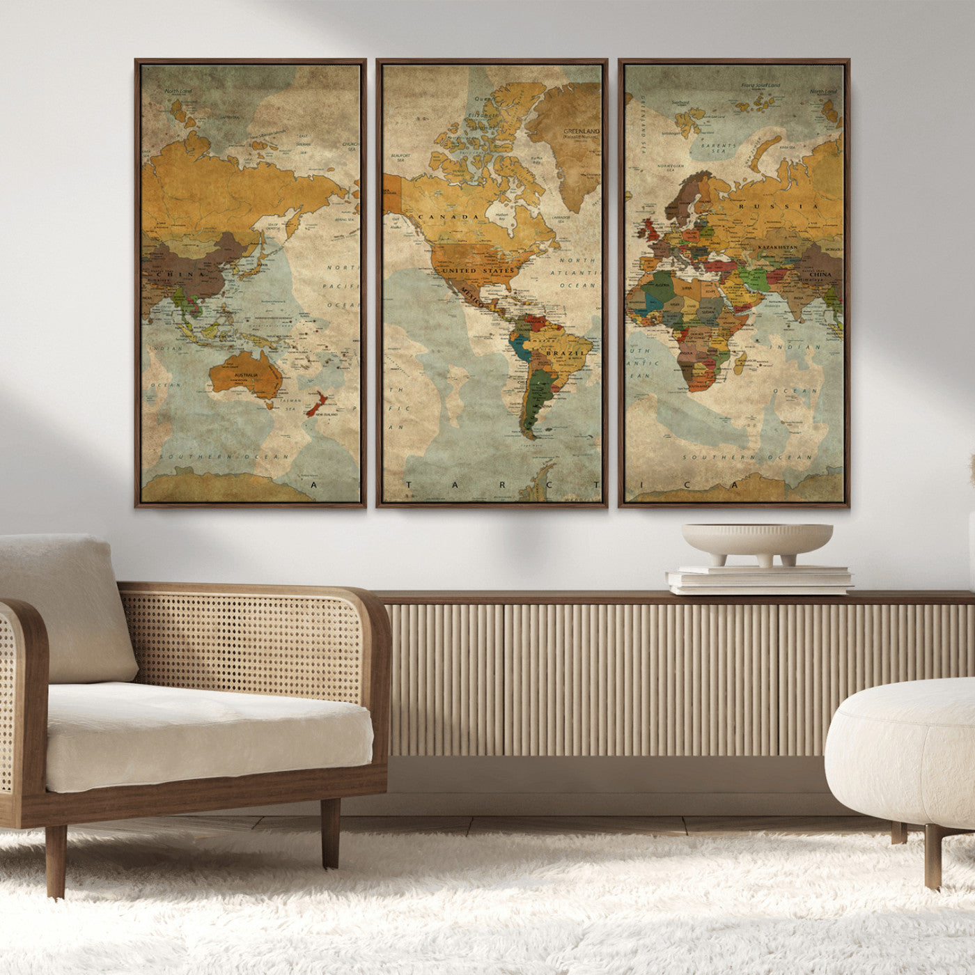 MGV-FC-48X32-3P - Push Pin World Map Canvas Print – Framed Wall Art for Couples to Track Their Travels – Anniversary
