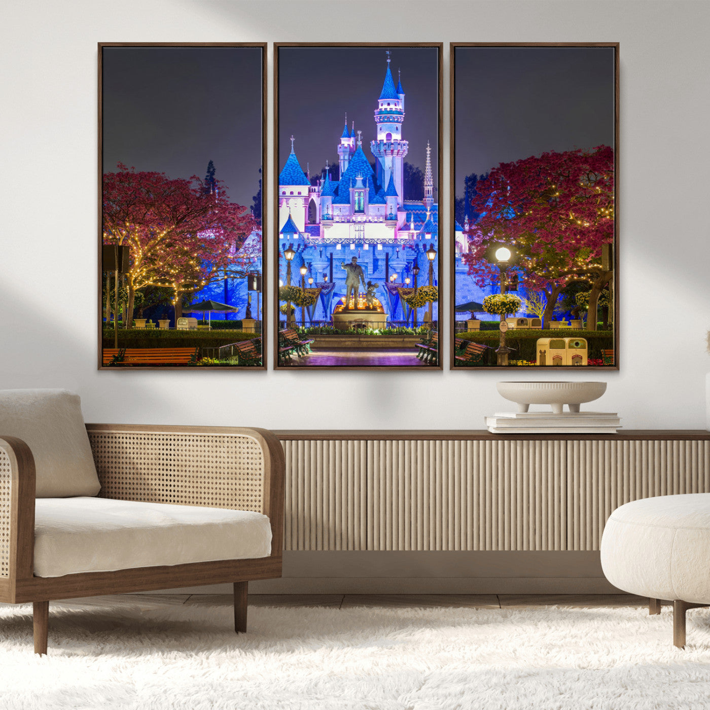 66710-MGV-FC-48X32-3P_Walnut-Large Disney Castle Wall Art Canvas Print - Magic Kingdom Kids Room Decoration Disney World
