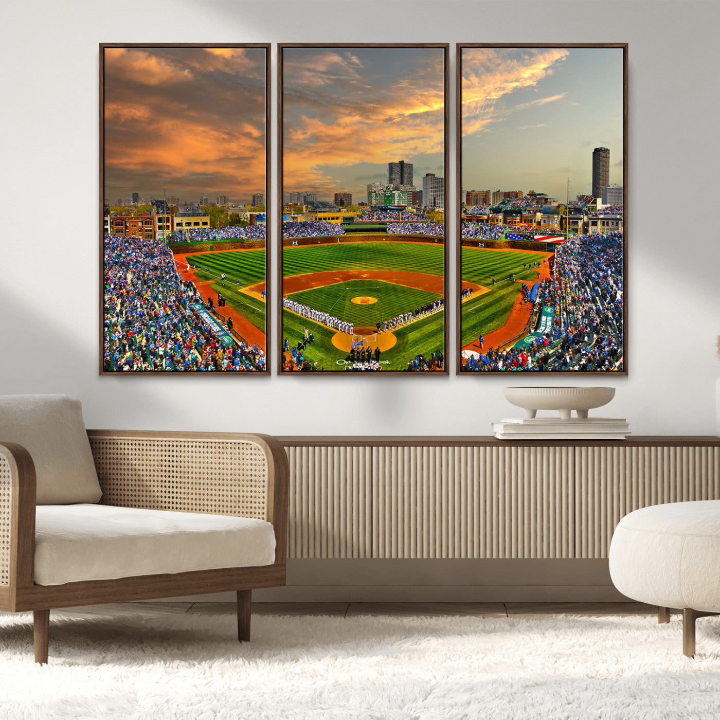 MGV-FC-48X32-3P - Chicago Wrigley Field Canvas Wall Art - Iconic Baseball Stadium Art Print - Wrigley Field Chicago
