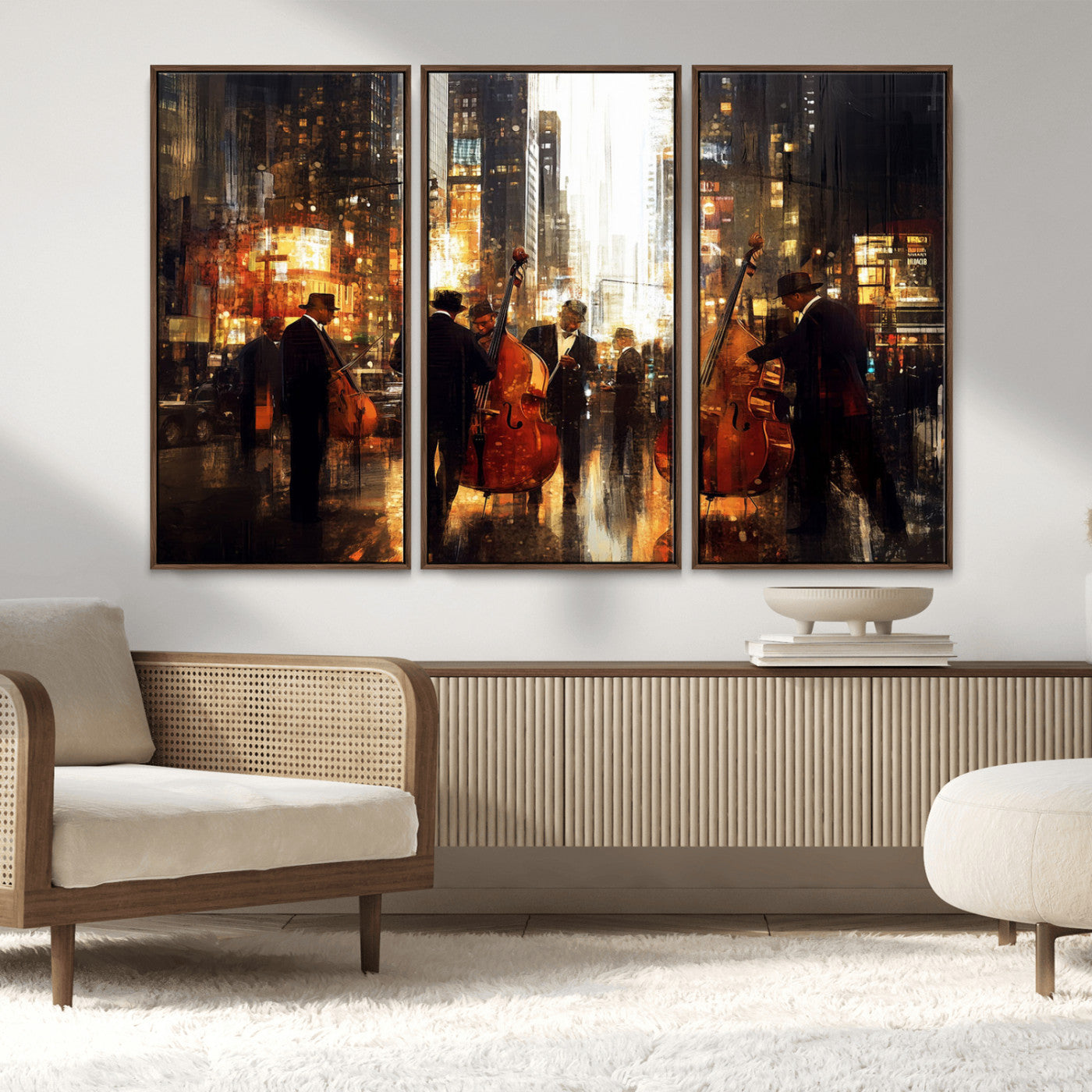 MGV-FC-48X32-3P - Abstract Jazz Art Wall Art Canvas Print - Framed Abstract Music Canvas - Colorful Instrument Poster