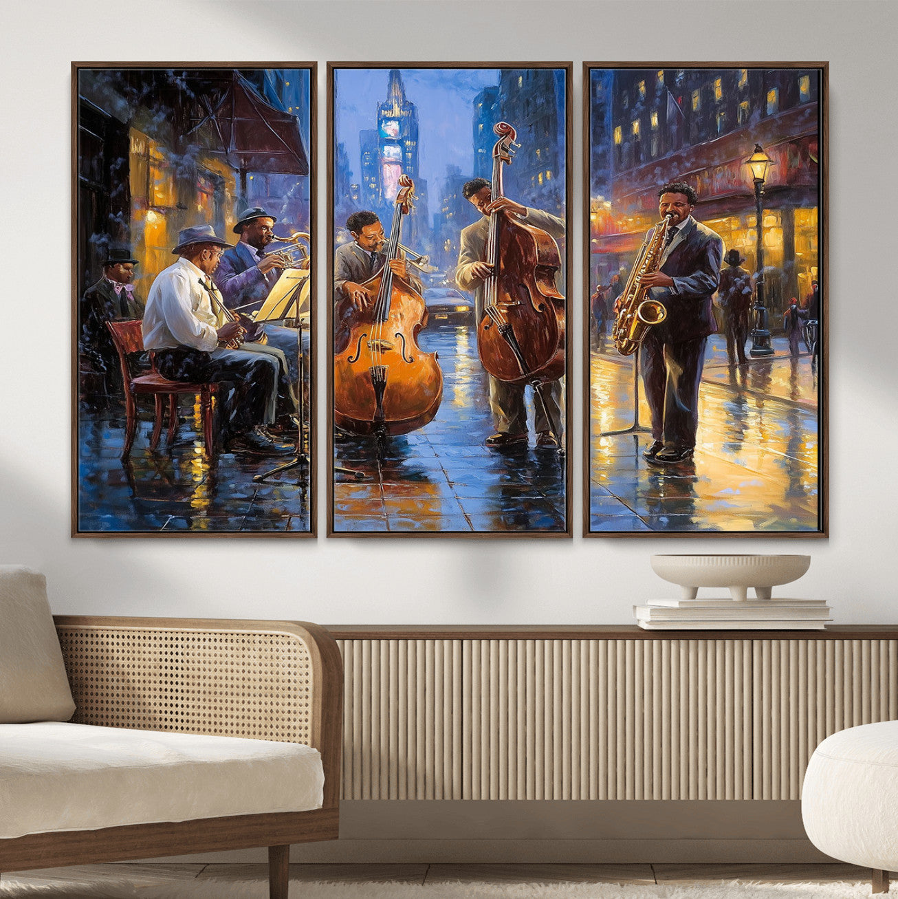 58694-MGV-FC-48X32-3P - Colorful Jazz Wall Art - African American Music Canvas Print - Framed Abstract Music Poster for Home