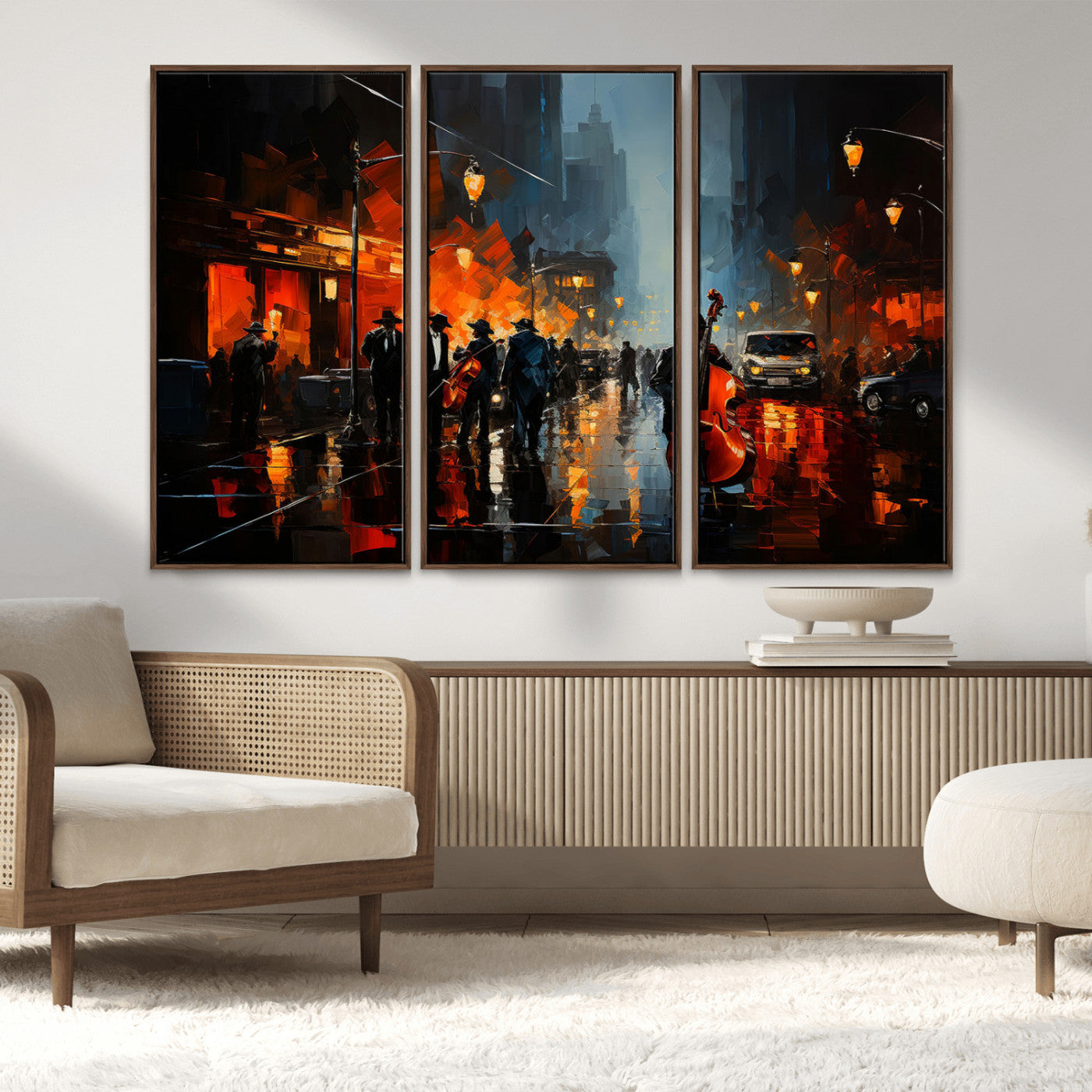 MGV-FC-48X32-3P - Winston Porter Jazz Wall Art - African American Music Canvas - Abstract Colorful Music Art - Framed