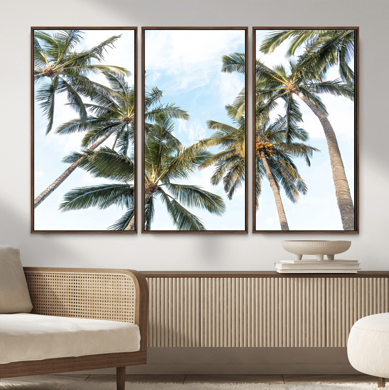 87247012-MGV-CV-36X24 - Tropical Palm Trees Wall Art – Sunlit Leaves & Blue Sky Canvas Print, Island Breeze and Vacation Vibes for Office or Home Decor