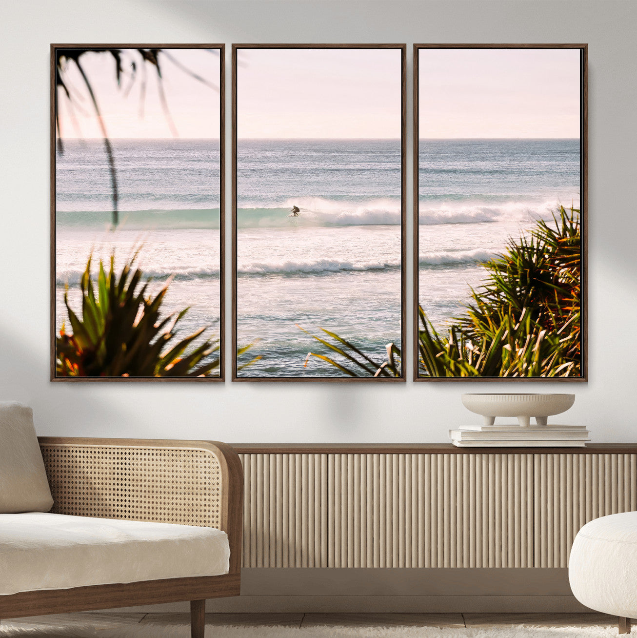 23287092-MGV-CV-36X24 - Ocean Surfer Wall Art Canvas Print | Framed Coastal Surf Art Picture Tropical Beach Artwork for Home Office