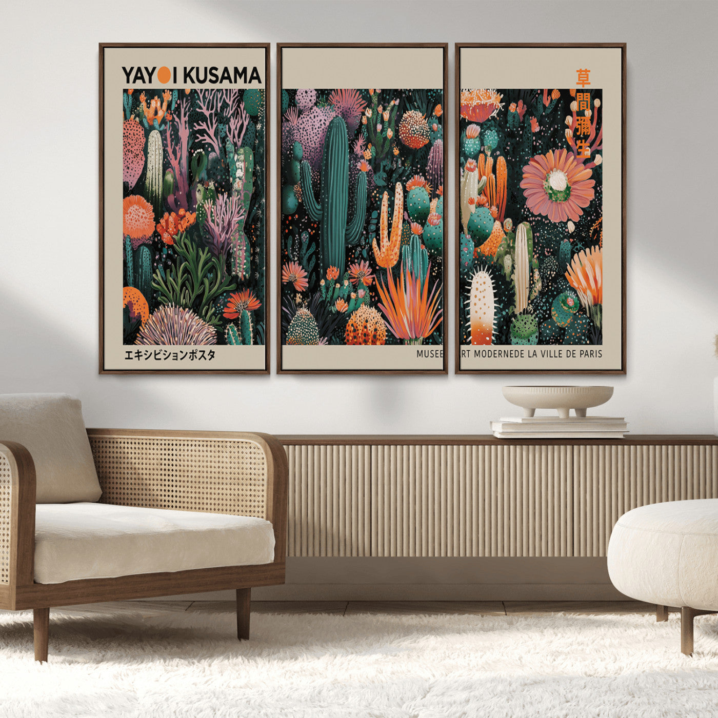 MGV-FC-48X32-3P - Yayoi Kusama Art Print, Yayoi Kusama Canvas Wall Art, Abstract Mount Fuji Canvas Print, Japanese