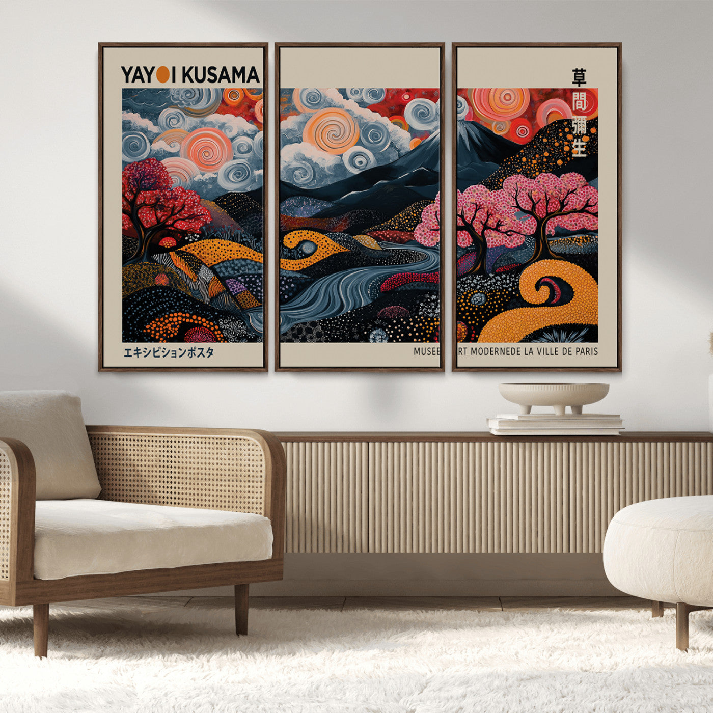 MGV-FC-48X32-3P - Modern Japanese Wall Art Print Yayoi Kusama Canvas