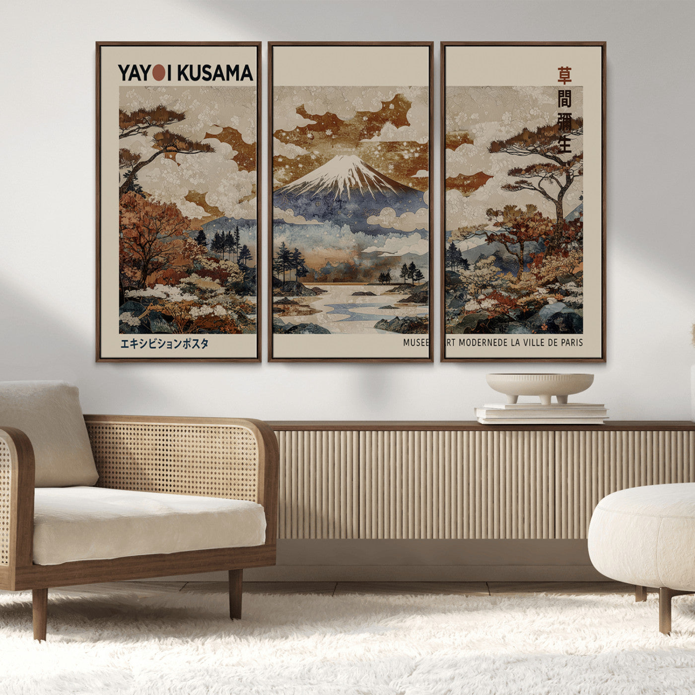 MGV-FC-48X32-3P - Yayoi Wall Art: Transform Your Space, Modern Japanese Wall Art Print Yayoi Kusama Canvas Wall Art