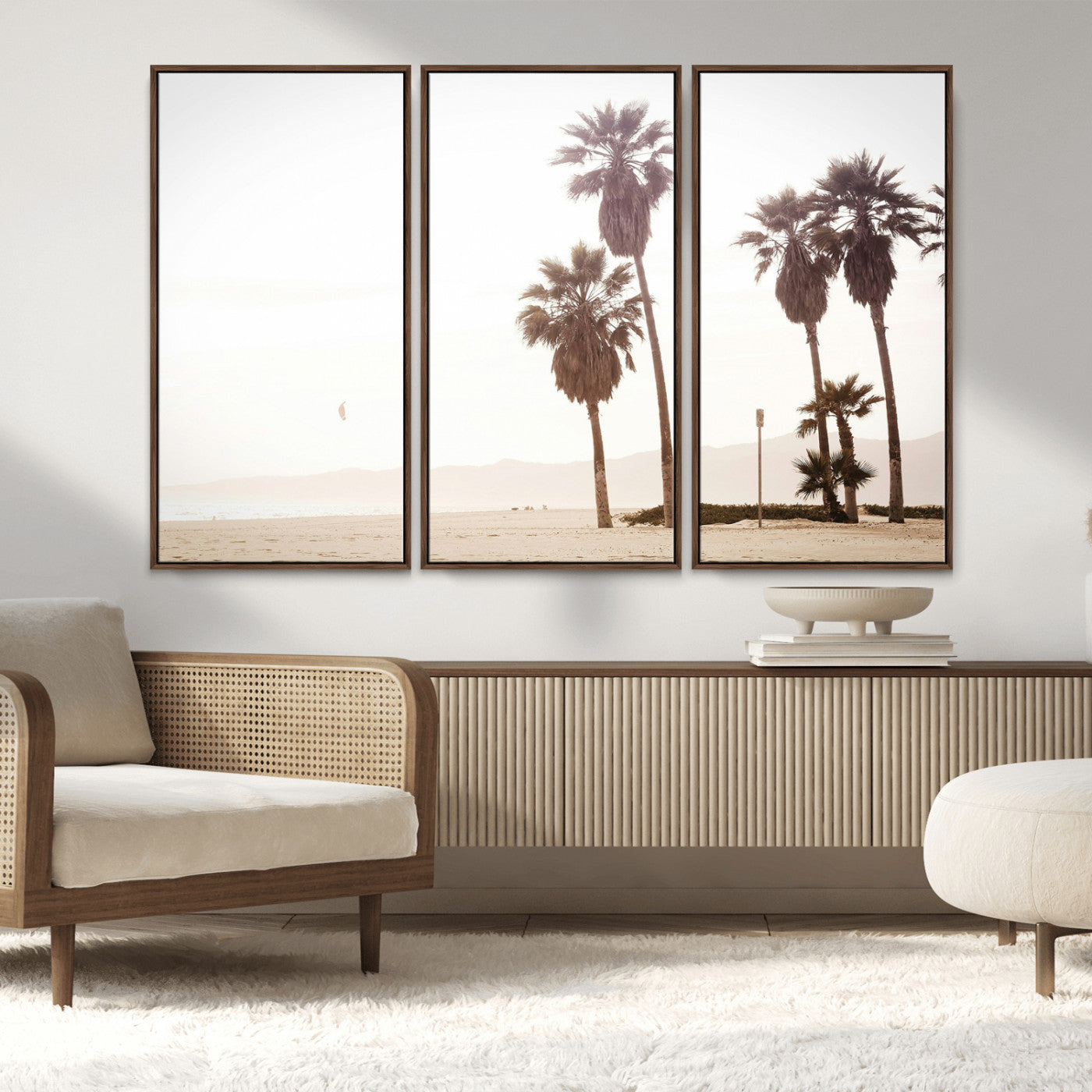 MGV-FC-48X32-3P - Coastal Light Wall Art Canvas Print, Framed Relaxing Shoreline Art Picture Print, Minimalist Ocean Perfect Tropical Serenity Decor Artwork