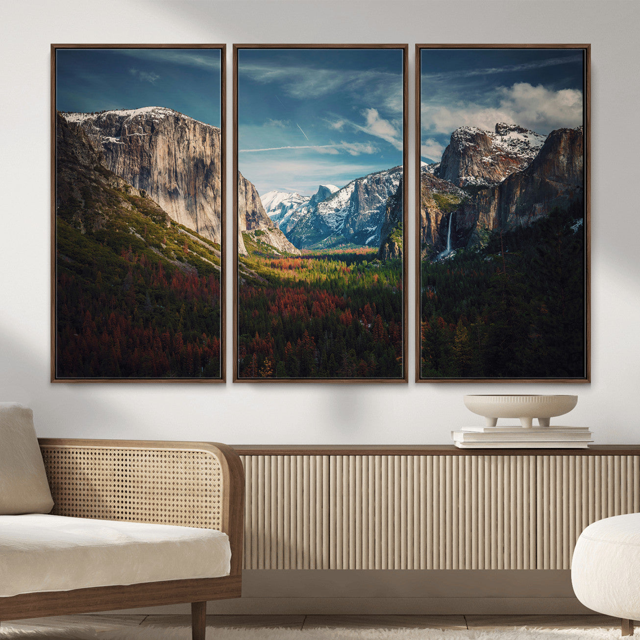 15244033-MGV-CV-36X24 - Yosemite National Park Wall Art – Framed Mountain Landscape El Capitan Canvas Print Scenic Decor for Home, Office Decor