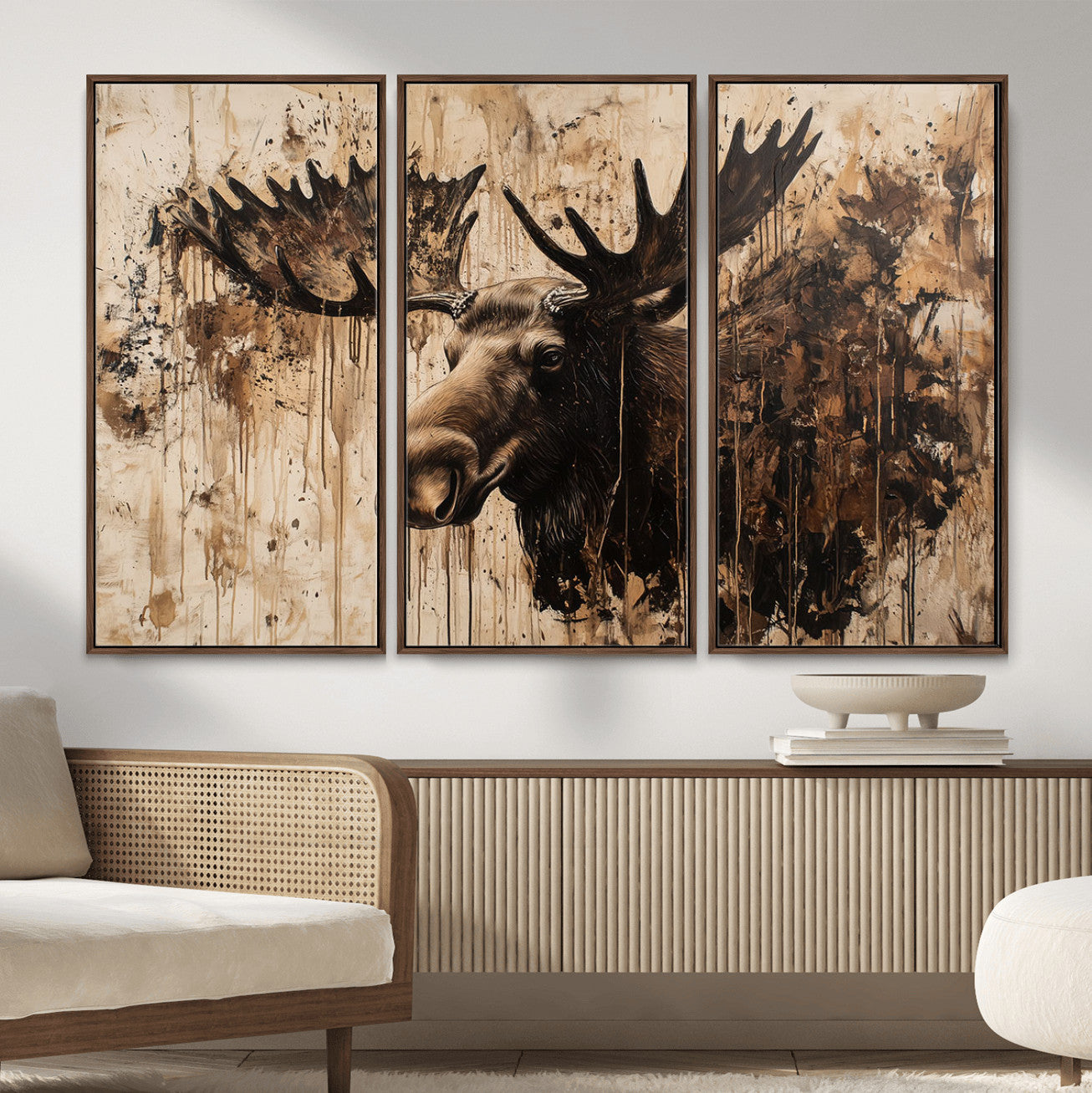 83505059-MGV-CV-36X24 - Moose Canvas Wall Art — Rustic Wildlife Painting Print | Cabin Lodge Decor | Large Animal Wall Art | Moose Gift for Him | Man Cave Art