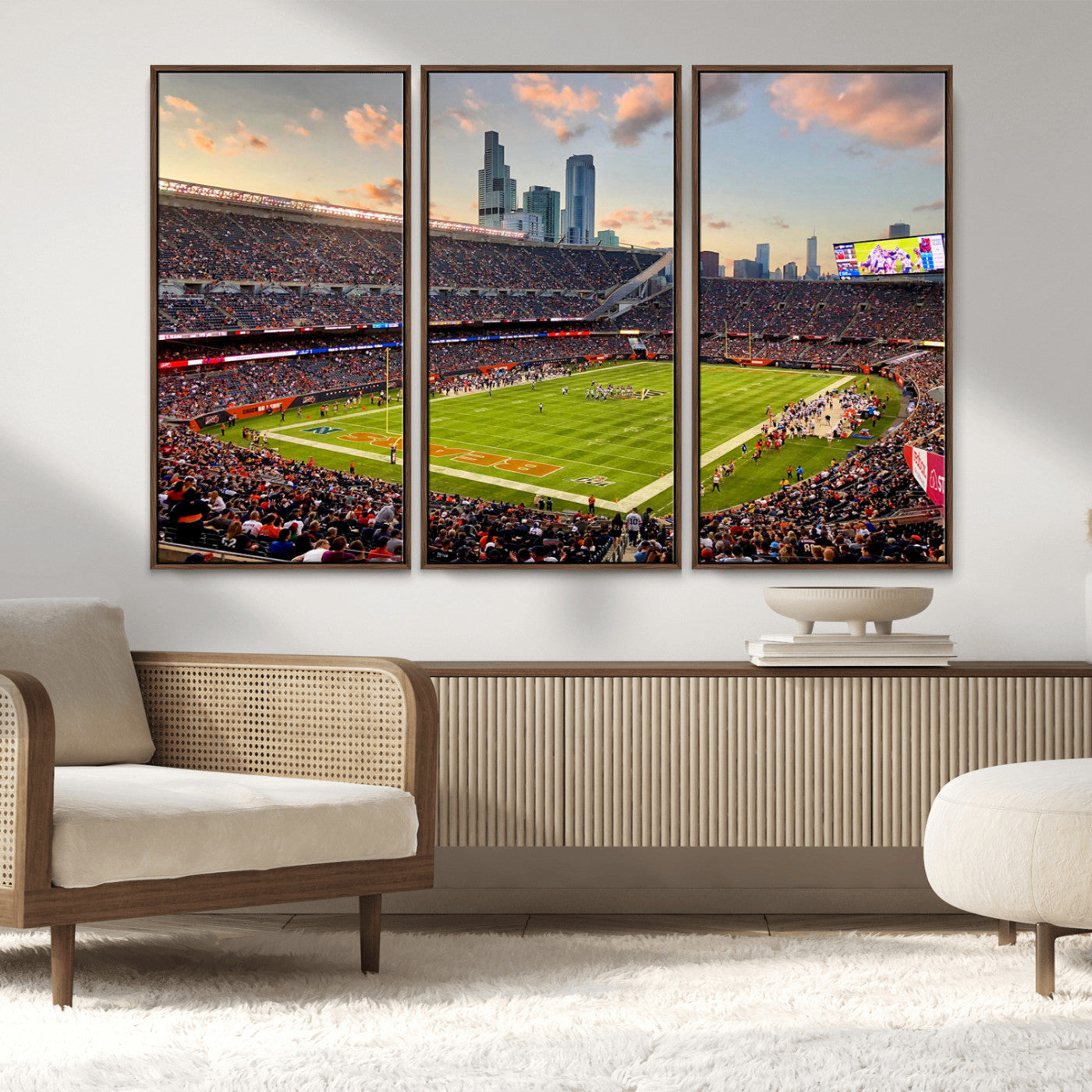 MGV-FC-48X32-3P - Chicago Bears Soldiers Field Wall Art Canvas Print – Framed Football Stadium Artwork for Sports