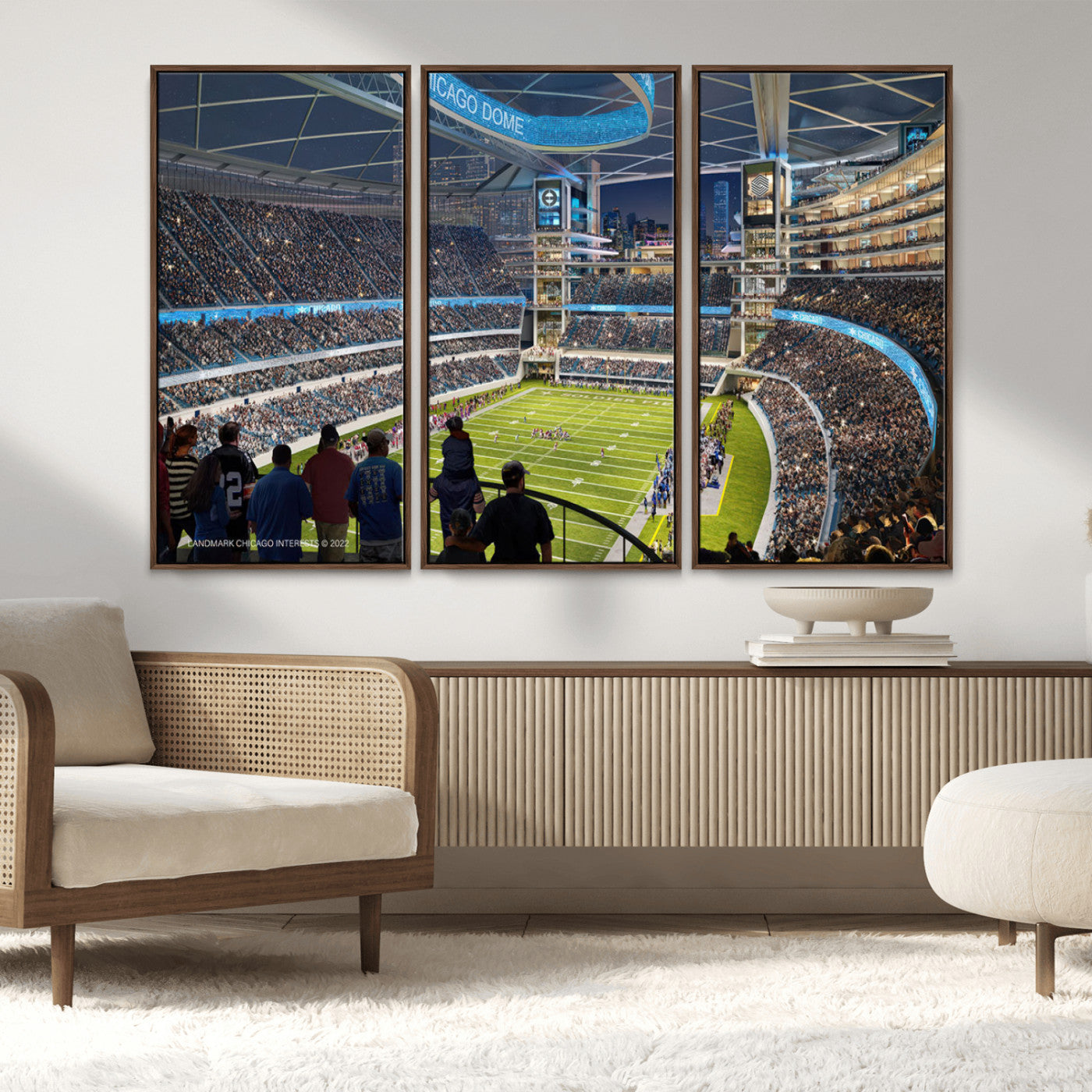 MGV-FC-48X32-3P - Chicago Bears Soldiers Field Wall Art Canvas Print – Framed Football Stadium Artwork for Sports