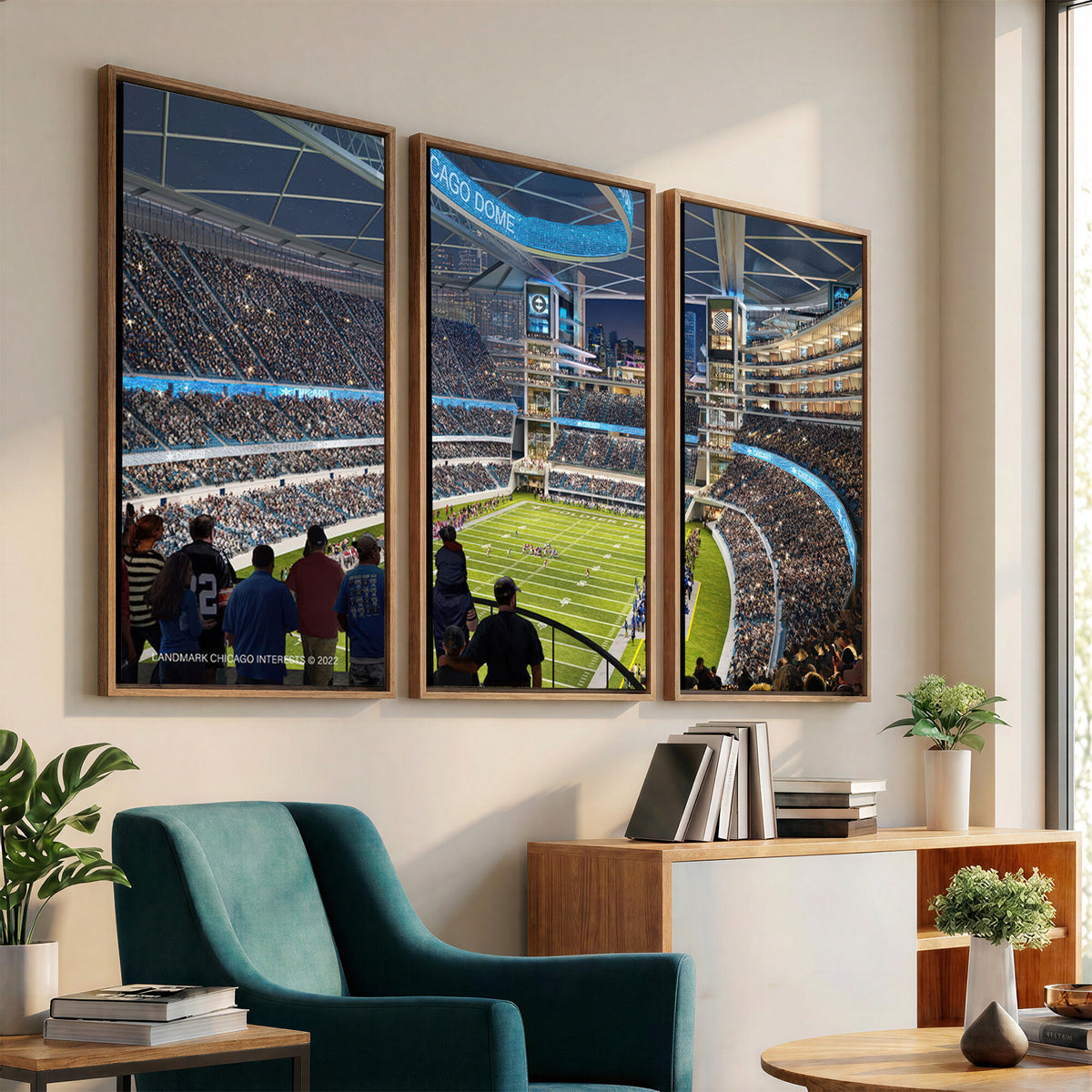 41816511-MGV-CV-36X24 - Chicago Dome Stadium Wall Art Canvas Print, Framed Modern Decor