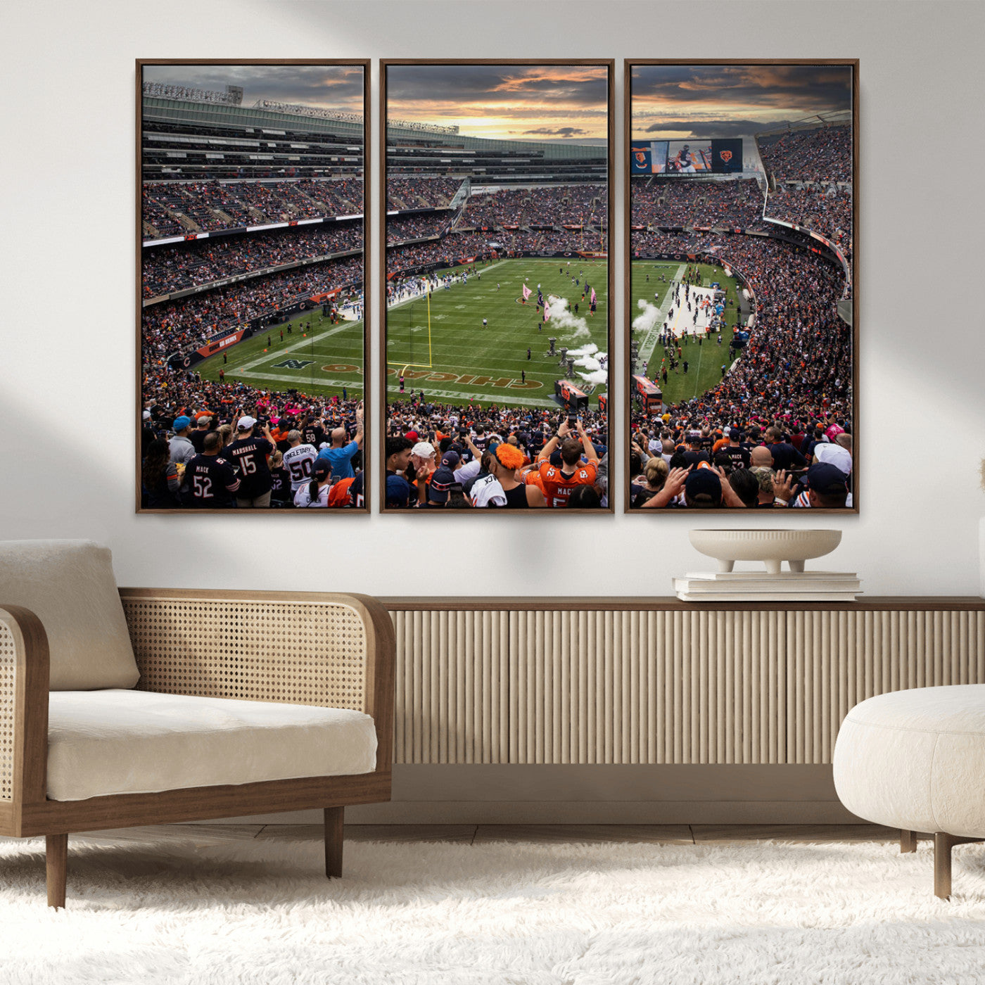 MGV-FC-48X32-3P - Chicago Bears Soldiers Field Wall Art Canvas Print – Framed Football Stadium Artwork for Sports