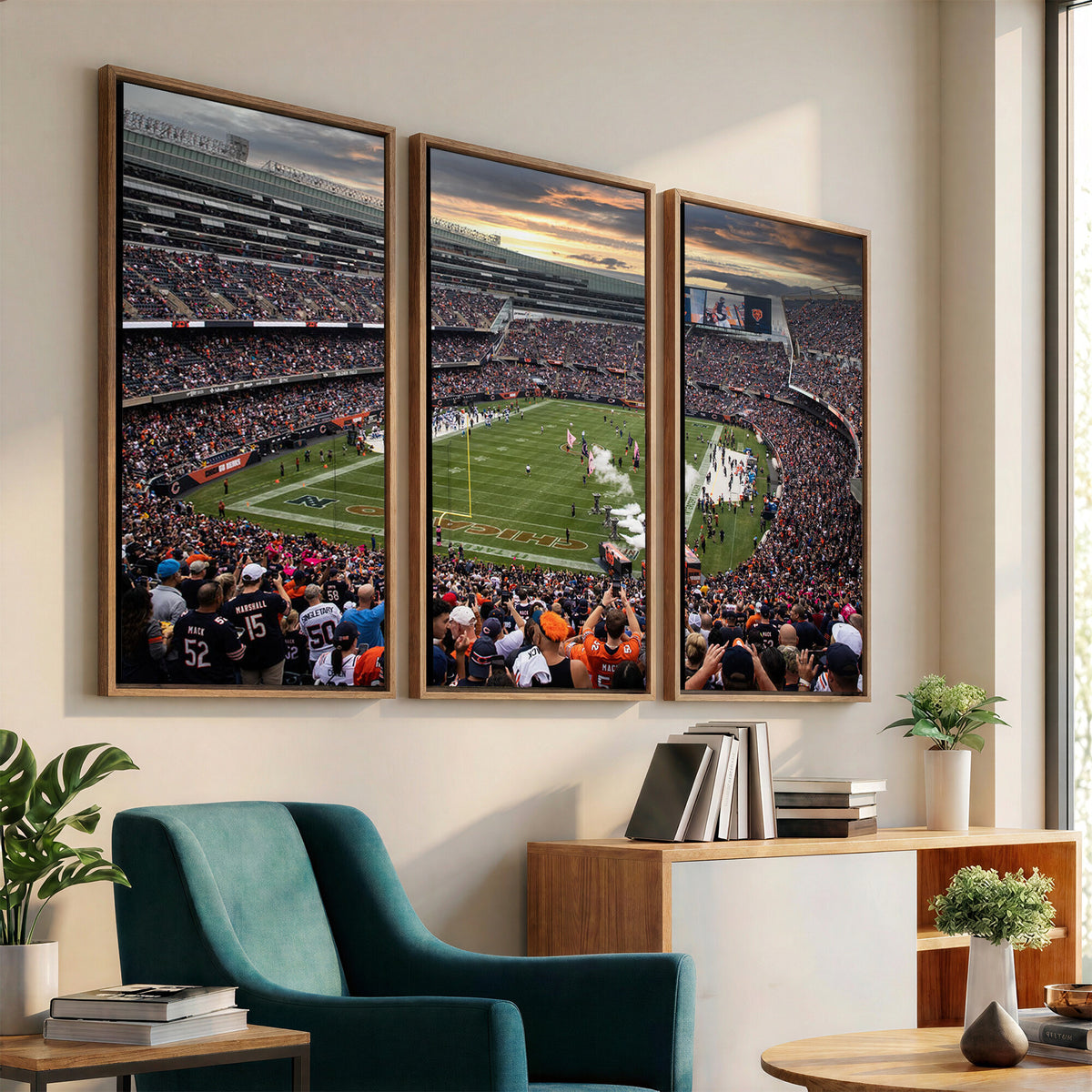 87578930-PAN-FL-20X10 - Chicago Bears Soldiers Field Wall Art Canvas Print, Home Bar Wall Decor
