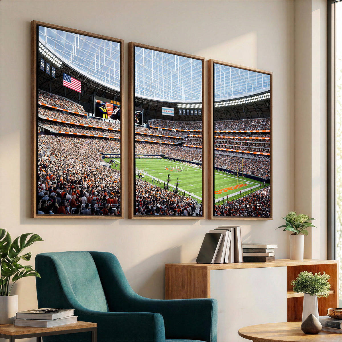 32530647-PAN-FL-20X10 - Chicago Bears Soldiers Field Wall Art Canvas Print, Framed and Ready to Hang