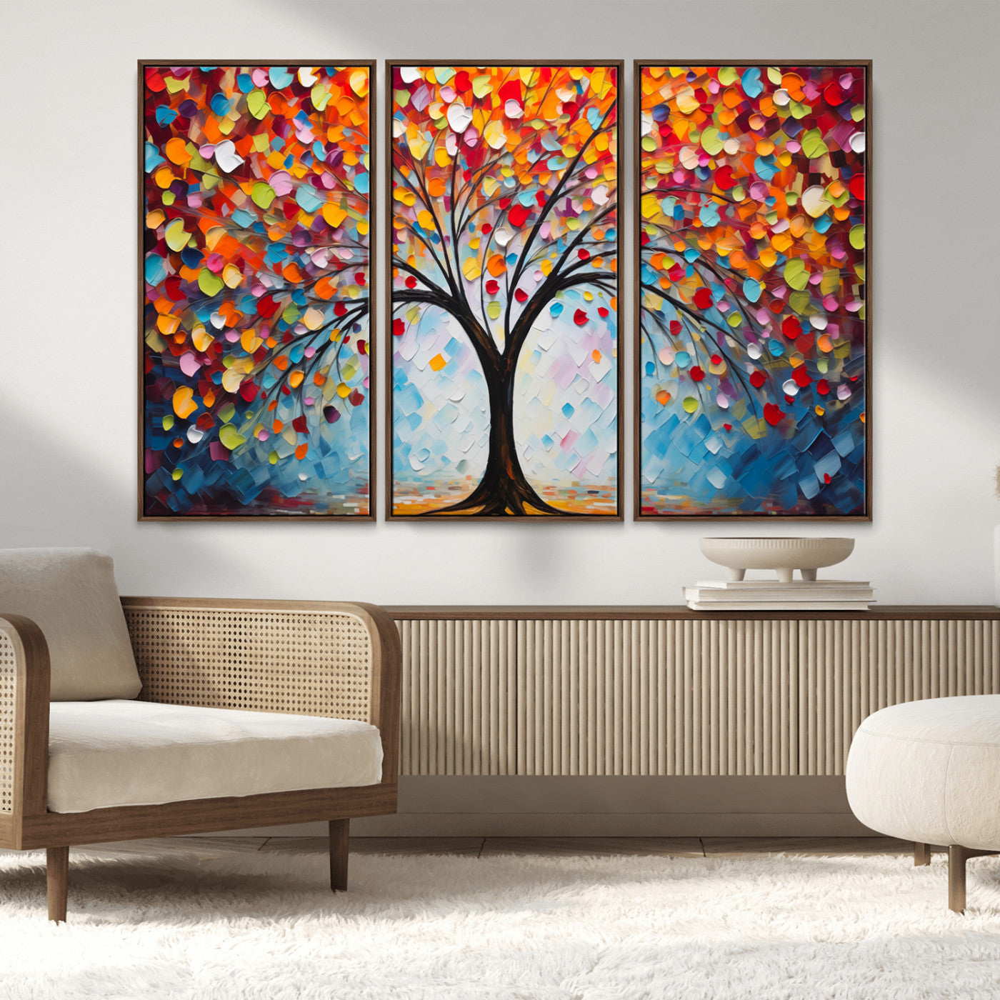 -Vibrant Tree of Life Canvas Wall Art – Colorful Abstract Nature in Modern Decor - Ready to Hang