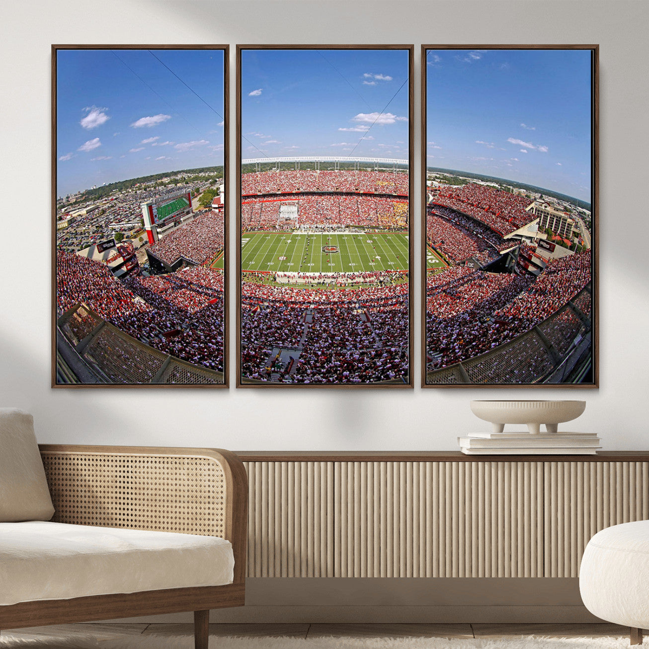 29492070-MGV-FC-48X32-3P - William Brice Stadium Wall Art Canvas Print – Stadium Crowd Sports Field Outdoor Event Football Game Artwork for Home Office