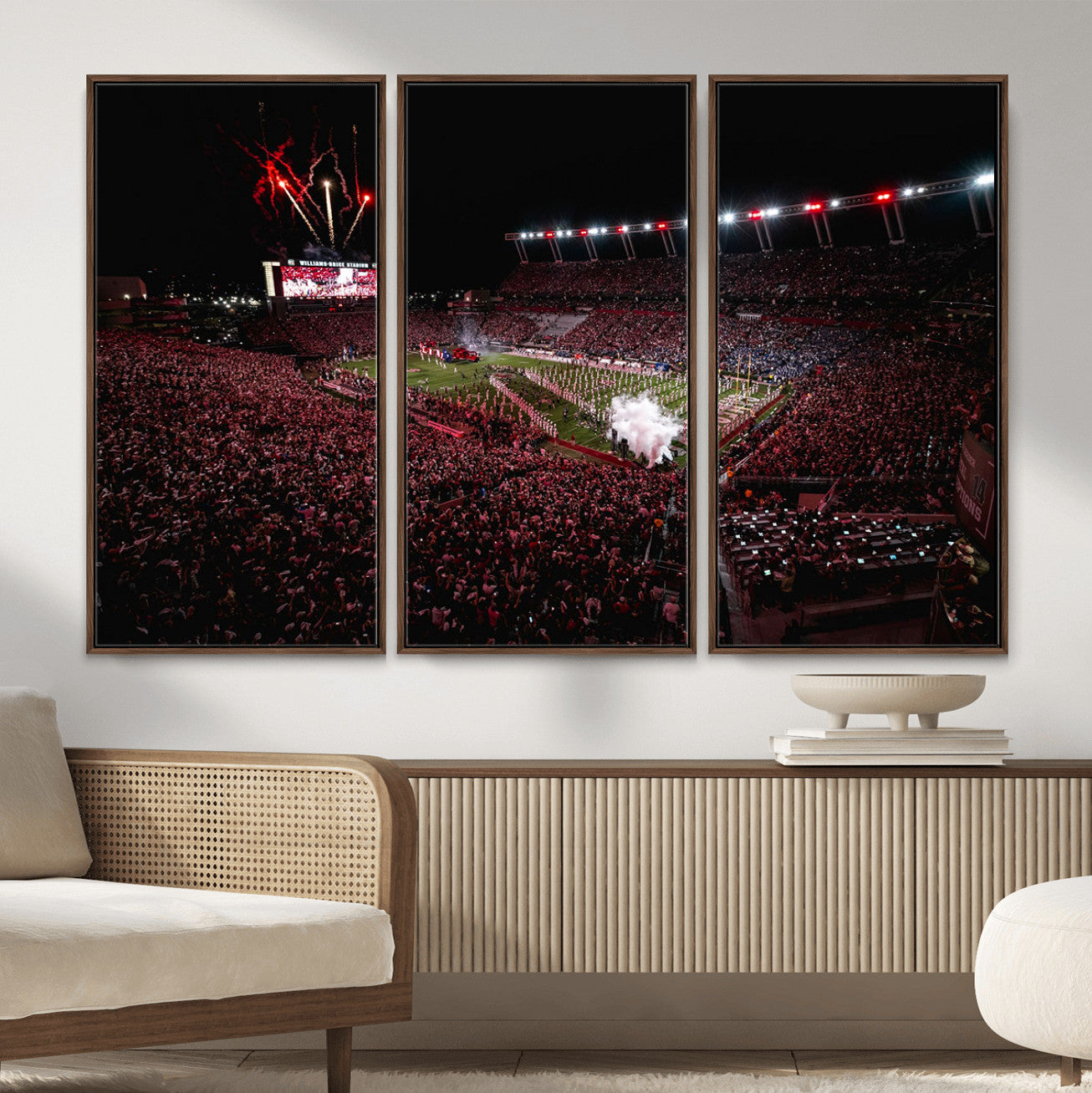 60690191-MGV-FC-48X32-3P - William Brice Stadium Wall Art Print – Baseball Game Room Artwork Print for Basement Dorm, Home, Office