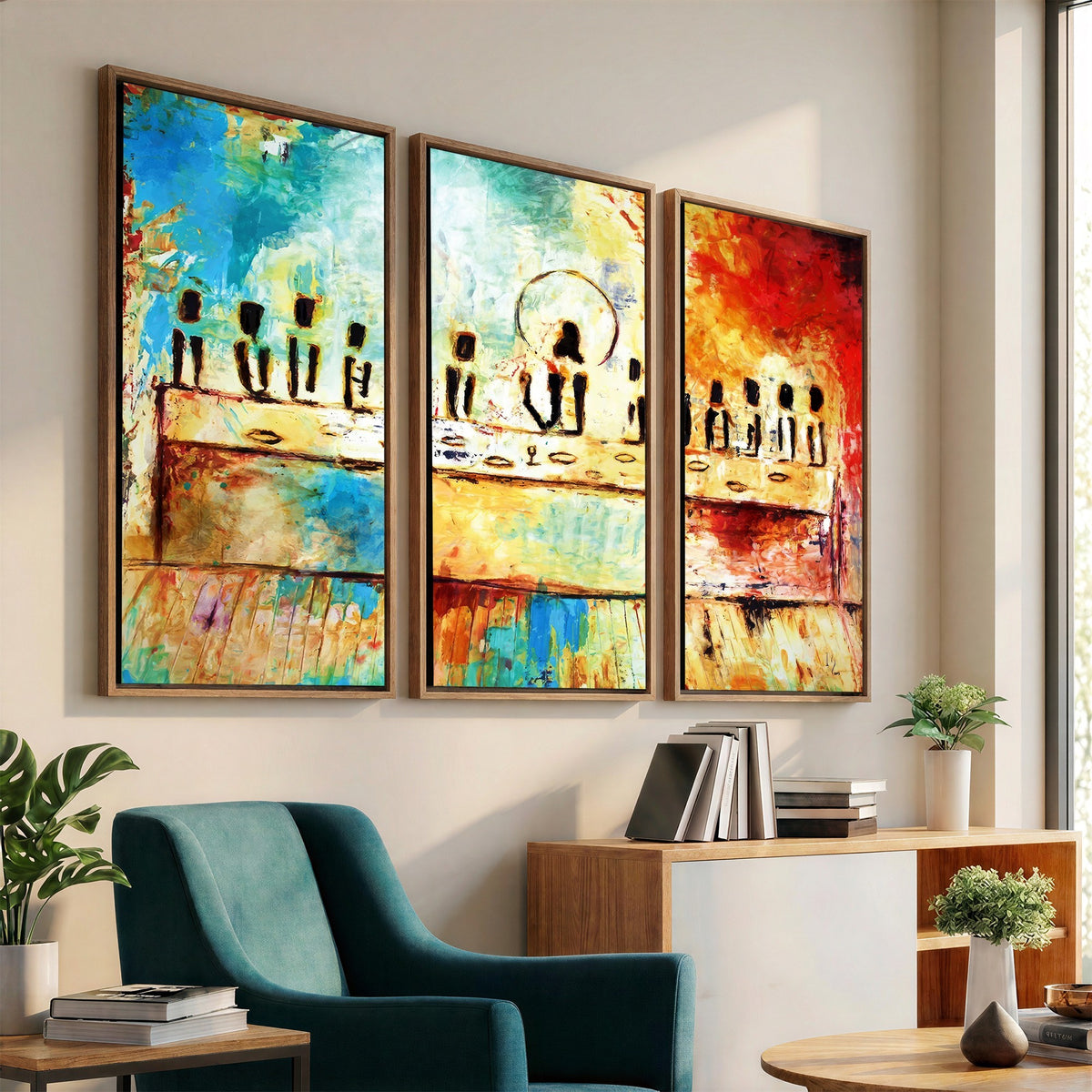 YKE34632598CR-_Poster-30x20 - Abstract Last Supper Wall Art, Jesus and Apostles Canvas Print, Religious Decor