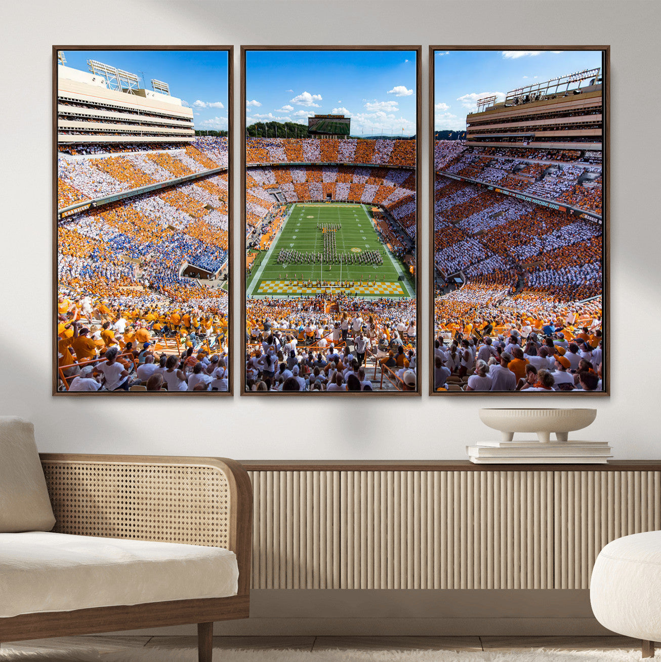 77097951-MGV-FC-48X32-3P - Tennessee Neyland Stadium Wall Art, Sports Arena Canvas Print, Panoramic Stadium Canvas Artwork for Home, Office