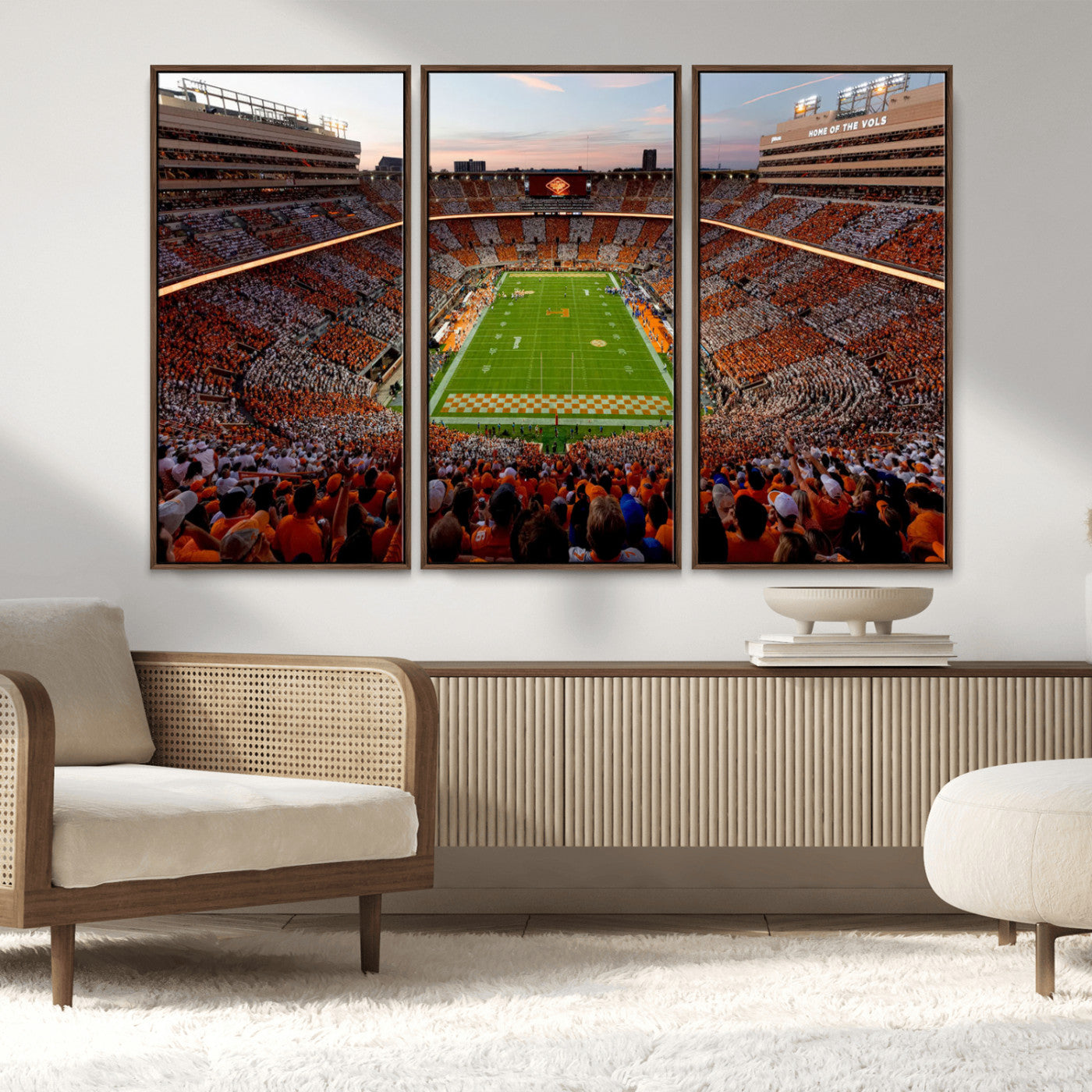 37160229-MGV-CV-48X32-3P-Tennessee Neyland Stadium Wall Art Print, Sports Arena Canvas Wall Art, Panoramic Stadium Canvas Print, Modern Athletic Field Art Printing