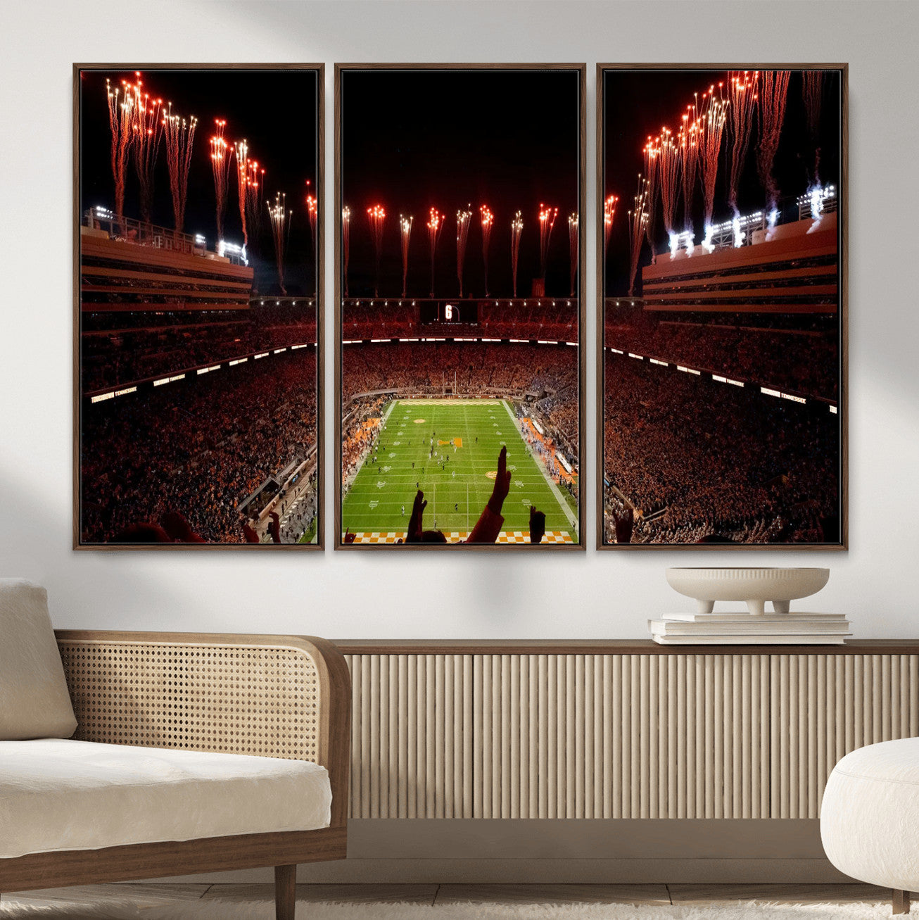 73358115-MGV-FC-48X32-3P - Tennessee Neyland Stadium Wall Art, Sports Arena Canvas Print, Panoramic Stadium Canvas Artwork for Home, Office